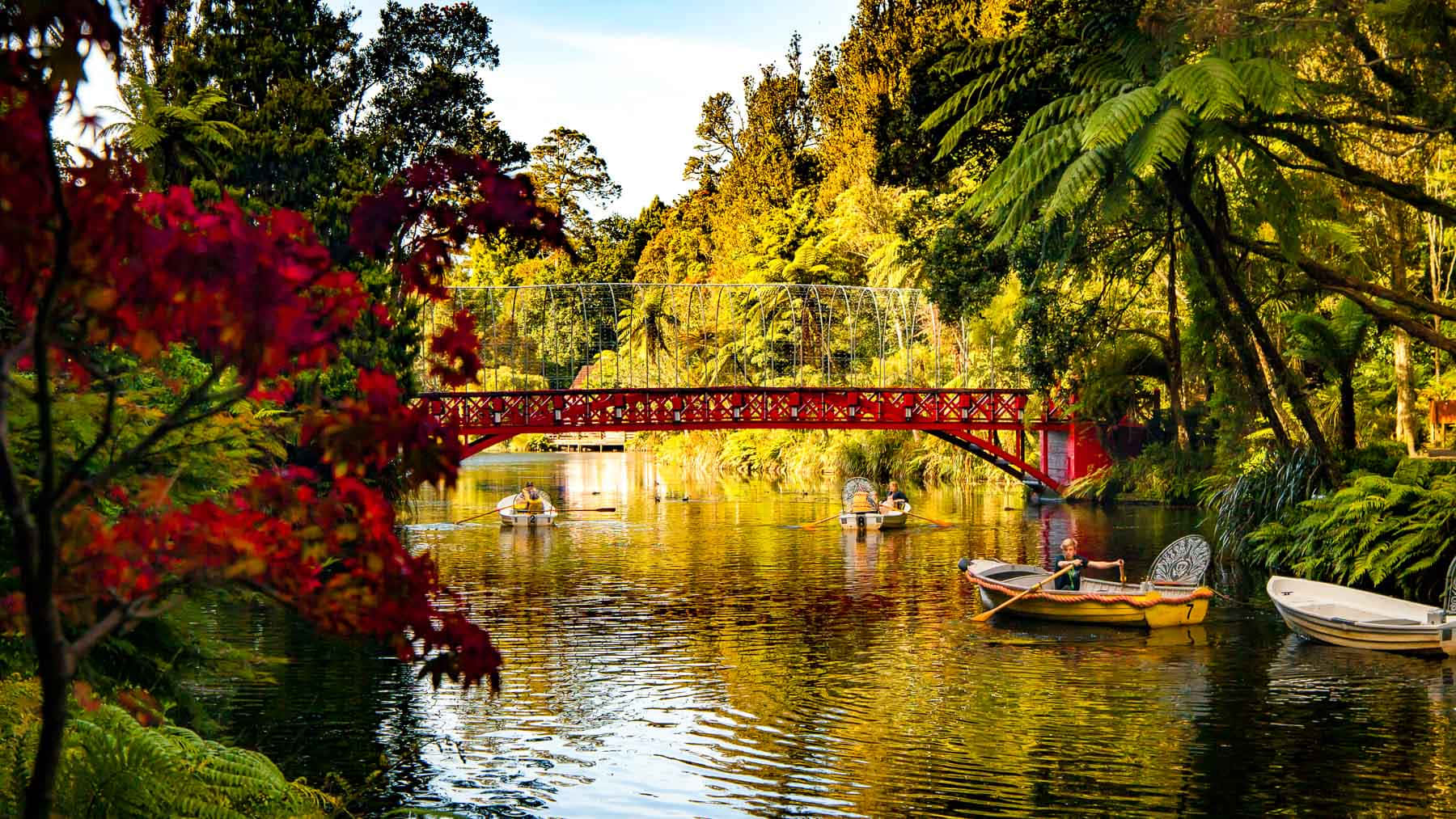 New Plymouth Pukekura Park Red Bridge Wallpaper