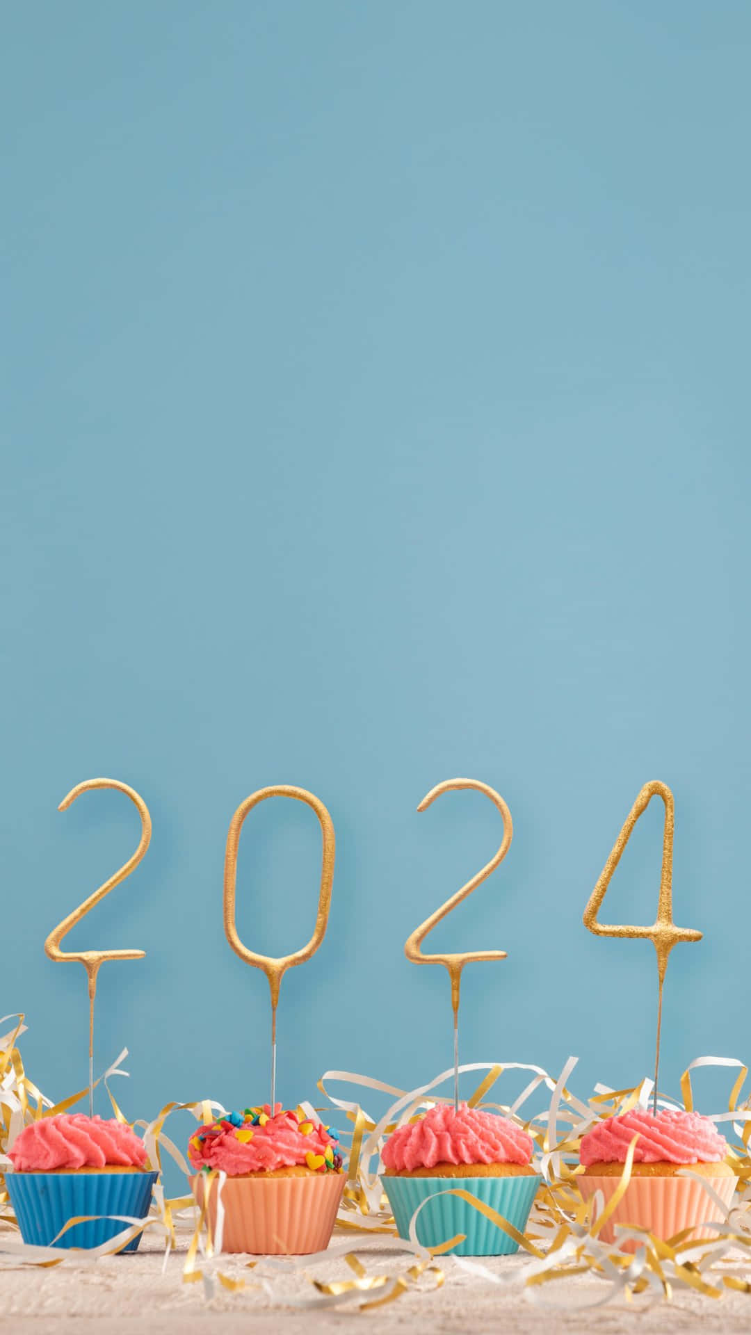 New_ Year_2024_ Cupcakes_ Celebration Wallpaper