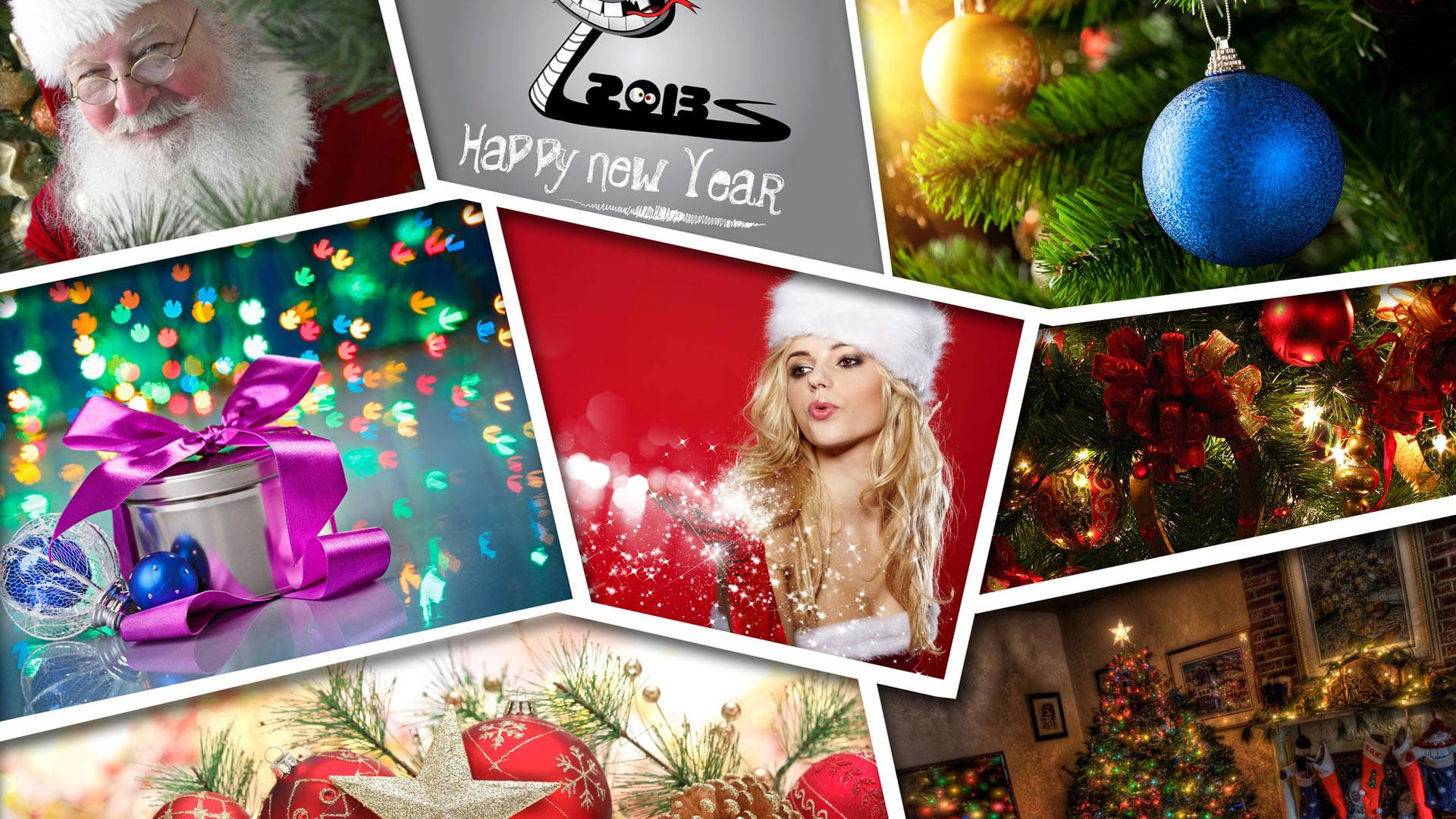 New Year And Christmas Collage Wallpaper
