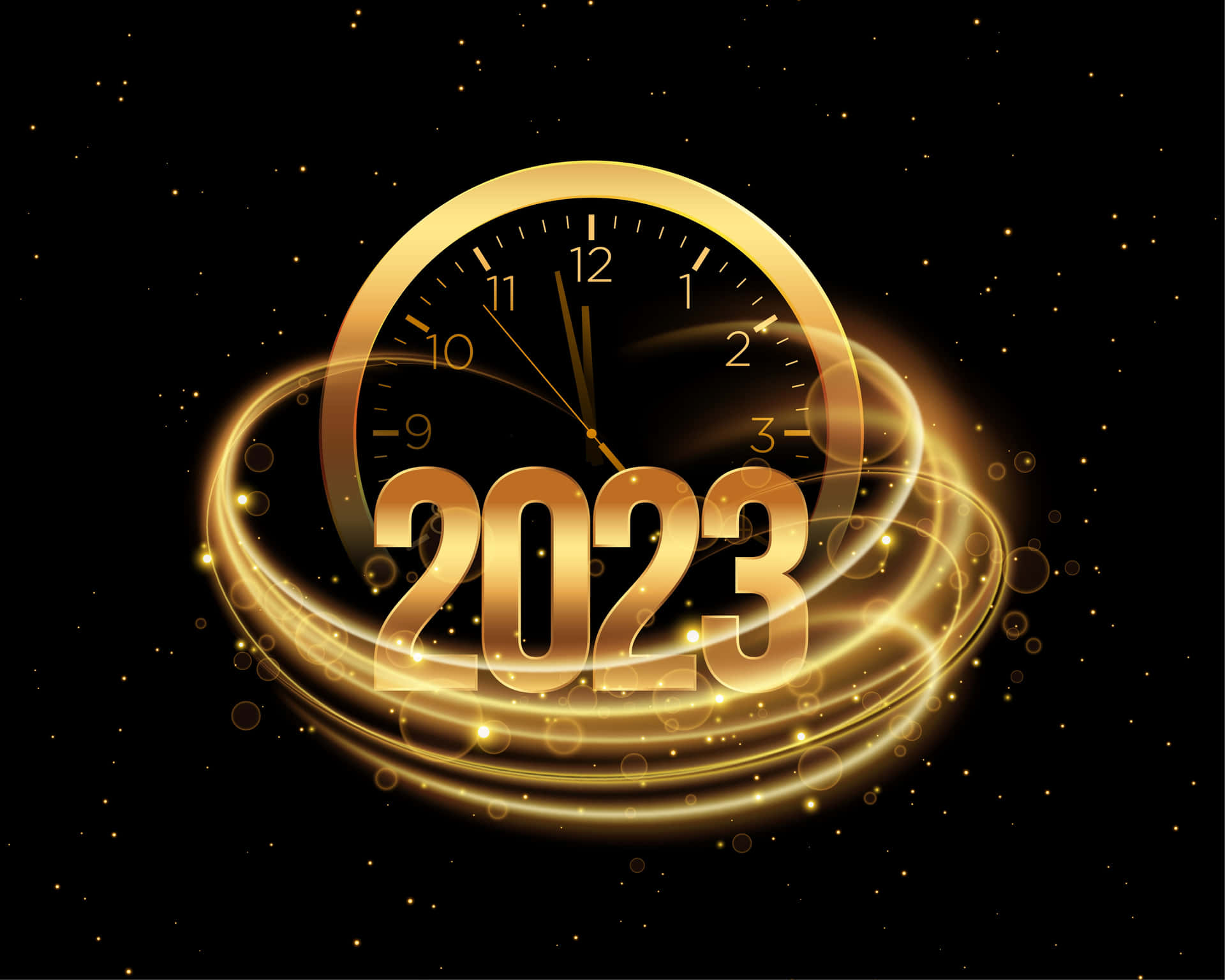 a golden clock with the number 2023 on it