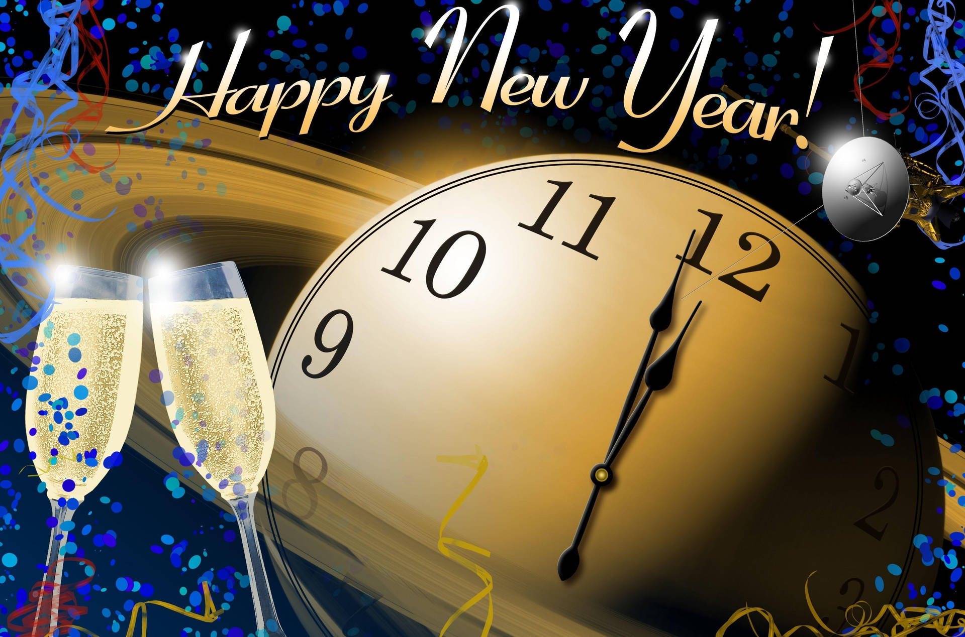 New Year Big Clock Wine Glasses