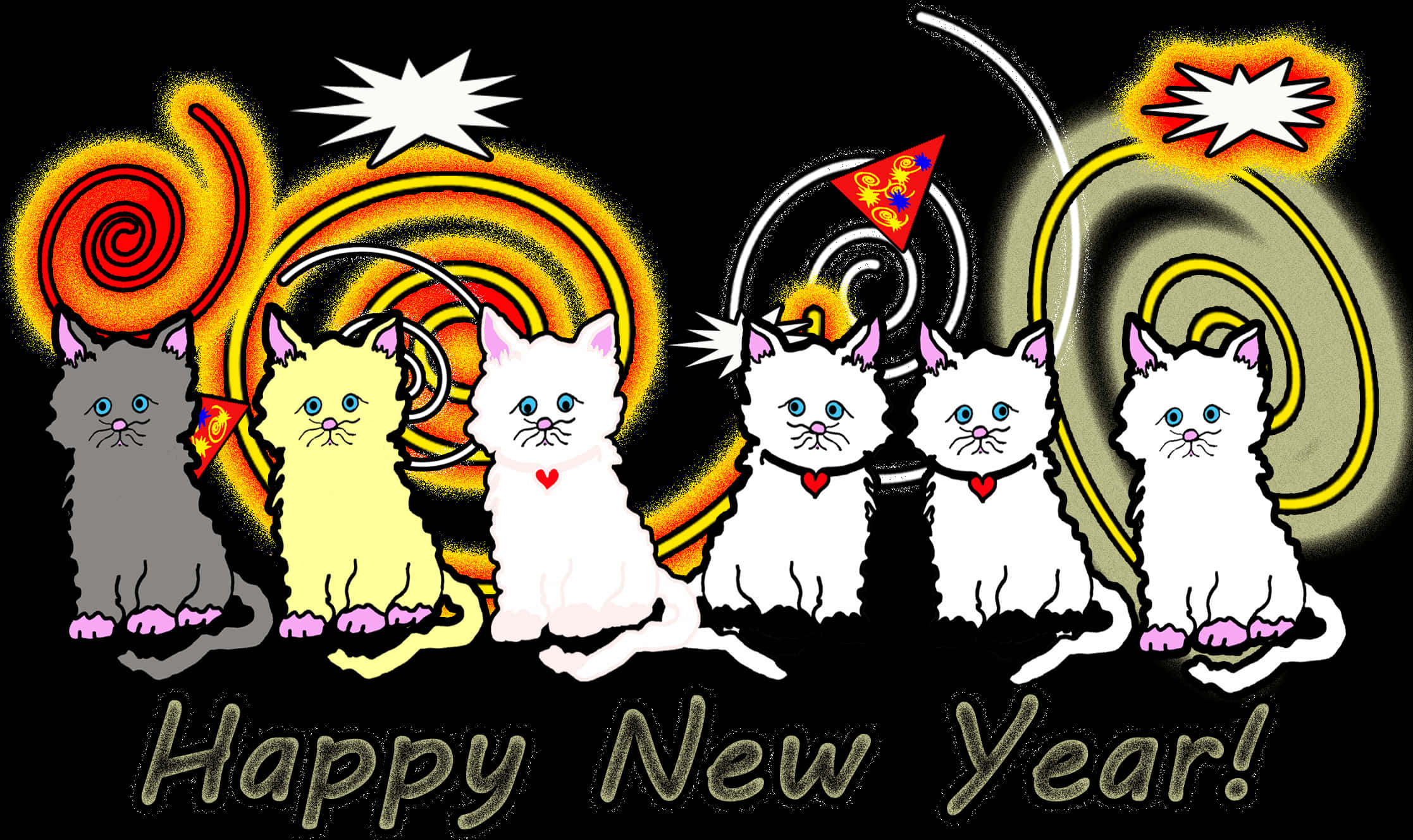 New_ Year_ Celebration_ Cats PNG