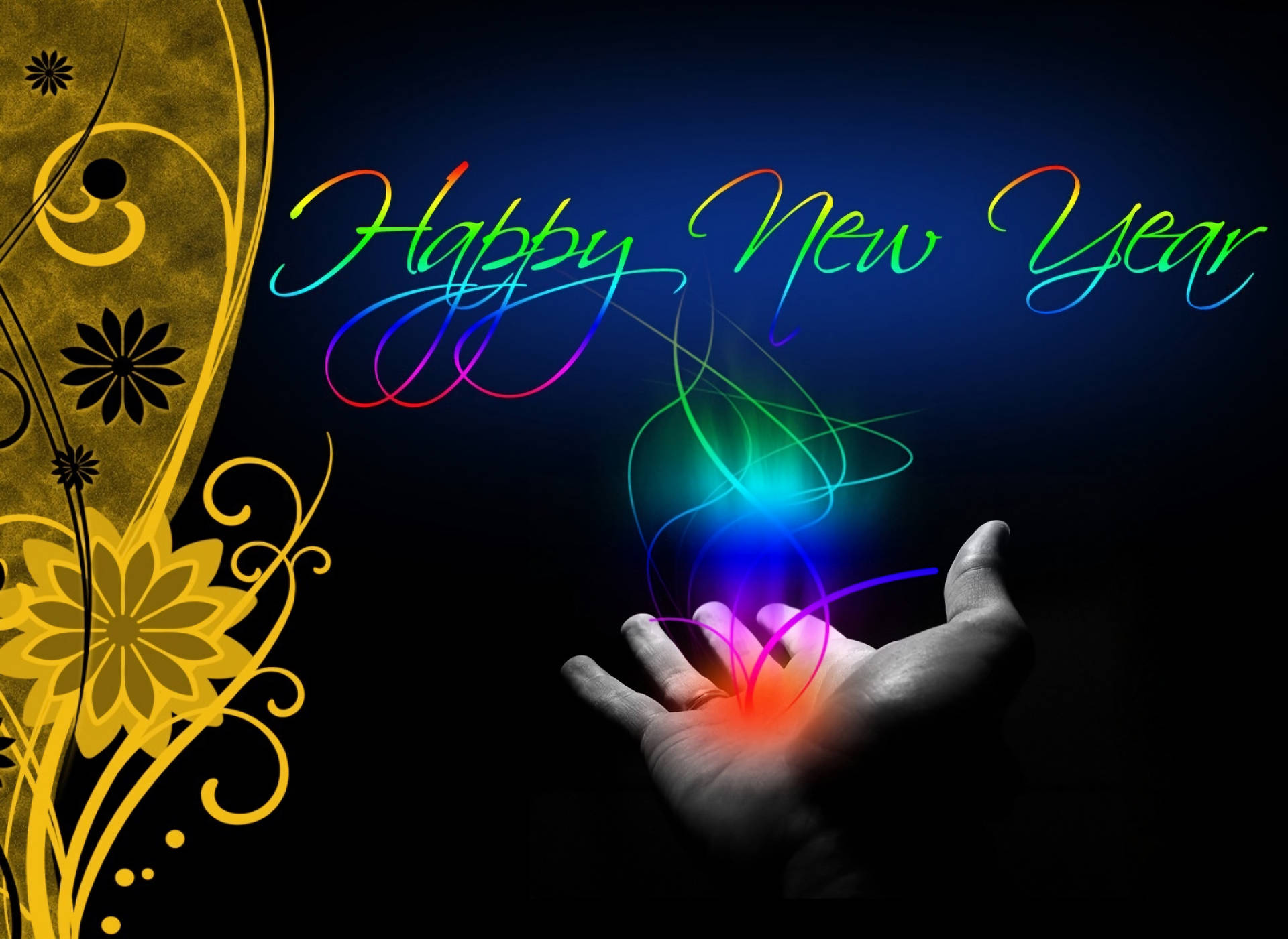 New Year Greetings And Hand