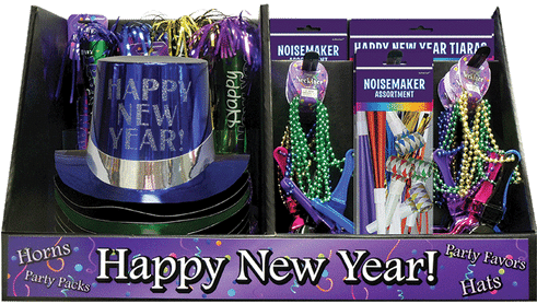 New Year Party Supplies Display PNG