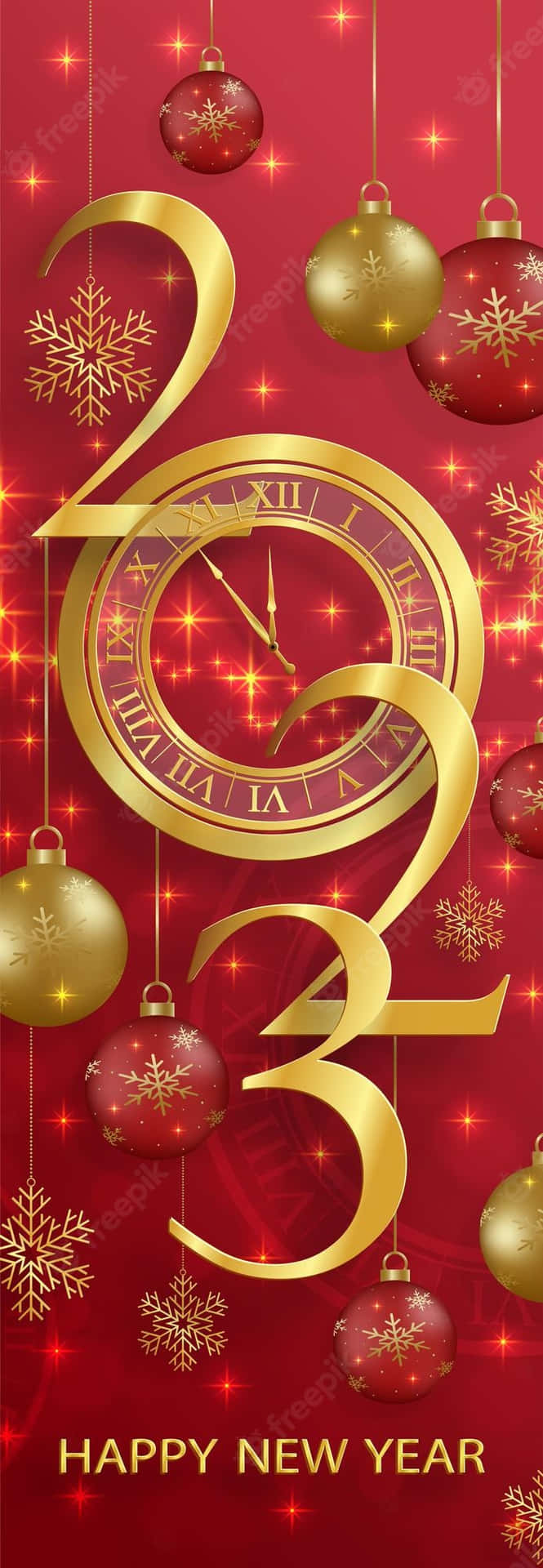 Red And Gold New Year Phone Wallpaper