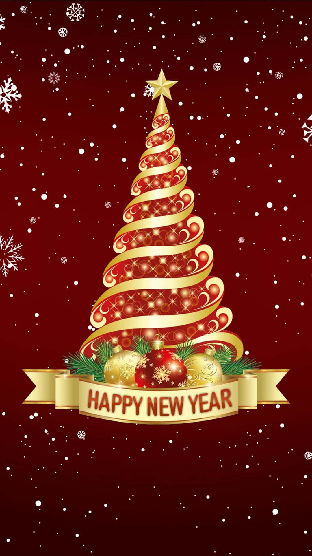 New Year Christmas Tree Phone Wallpaper
