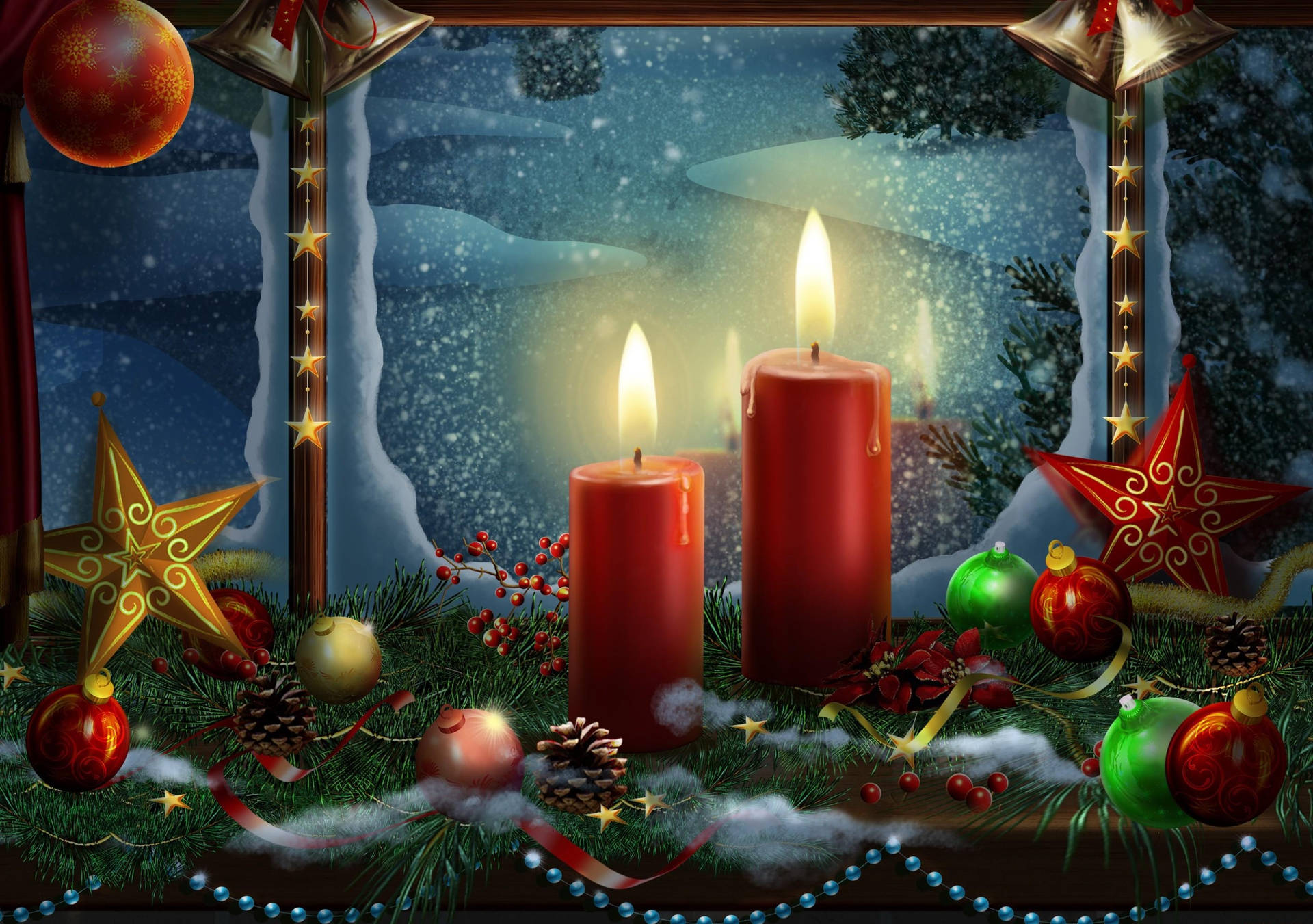 New Year's Candles Postcard Wallpaper