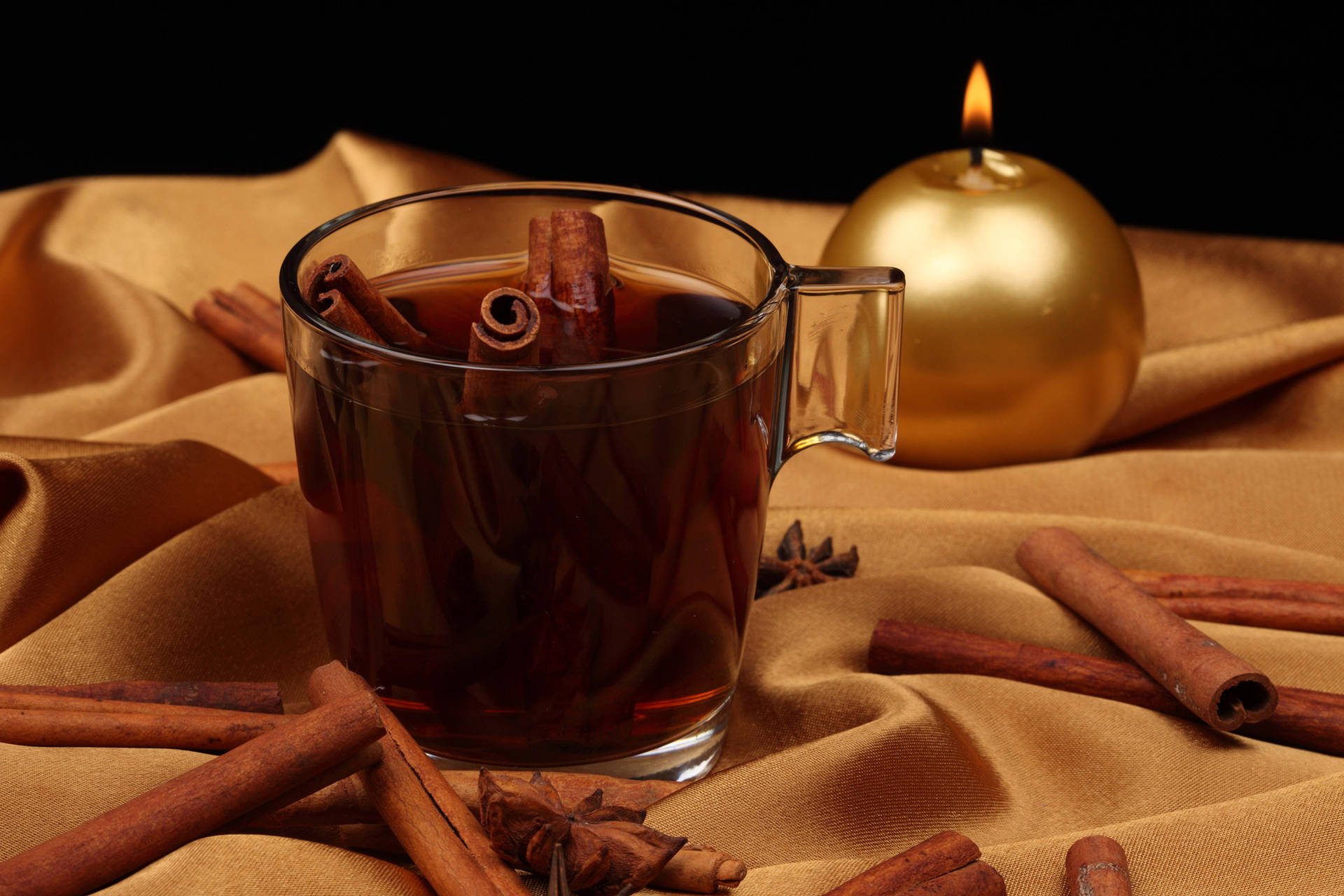New Year's Cinnamon Tea And Candle