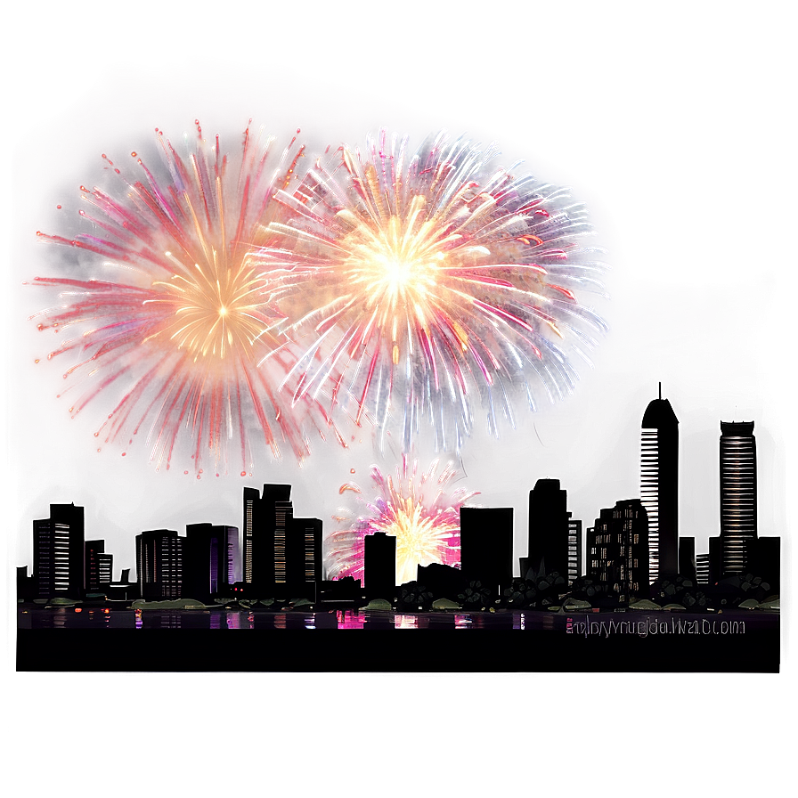 Download New Year's Fireworks Over City Png 05212024 | Wallpapers.com