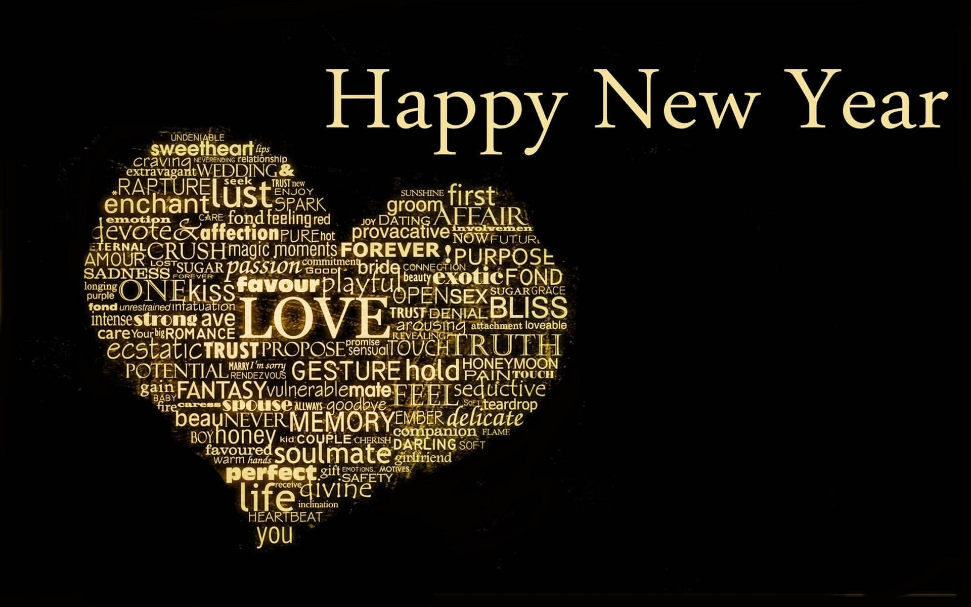 New Year's Heart Word Cloud