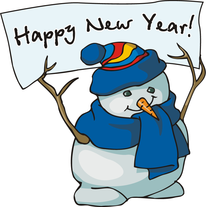 New Year Snowman Celebration PNG
