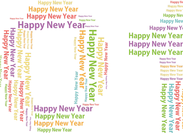 New Year Word Cloud Art PNG
