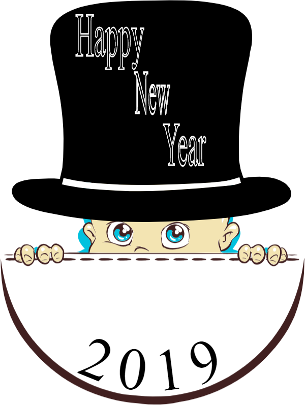 New Year2019 Peeking Baby Cartoon PNG
