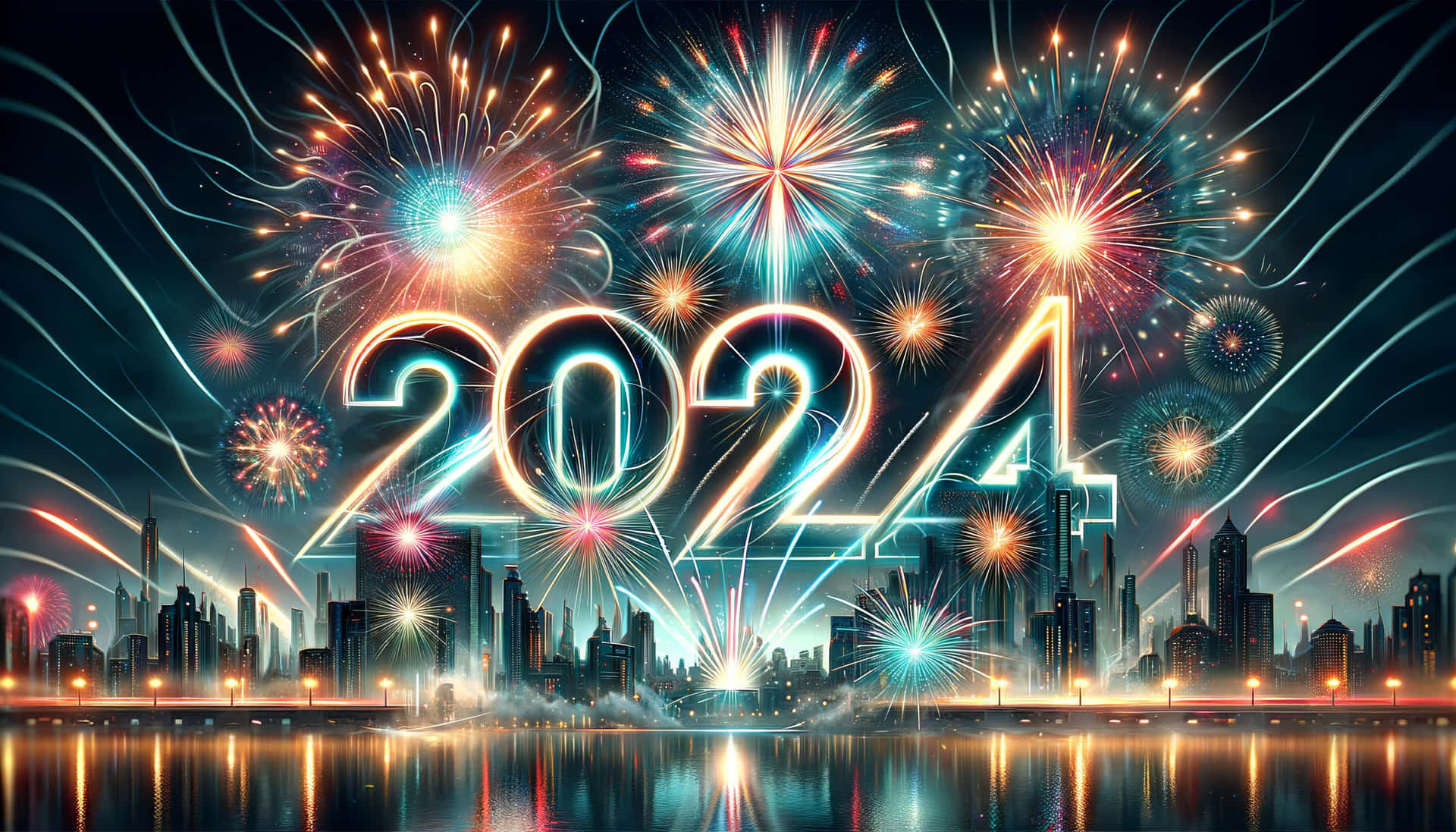 New Year2024 Celebration Fireworks Wallpaper