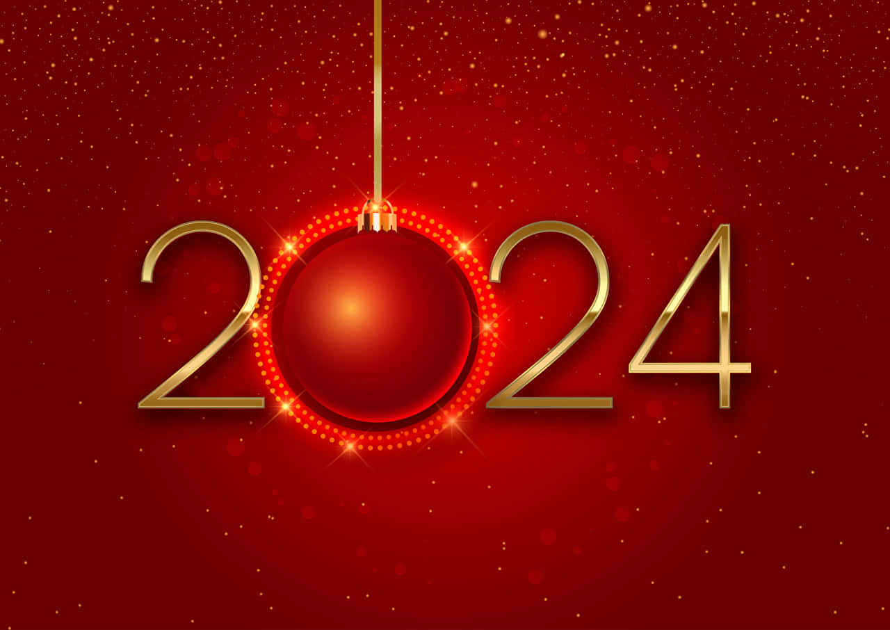 New Year2024 Red Background Wallpaper