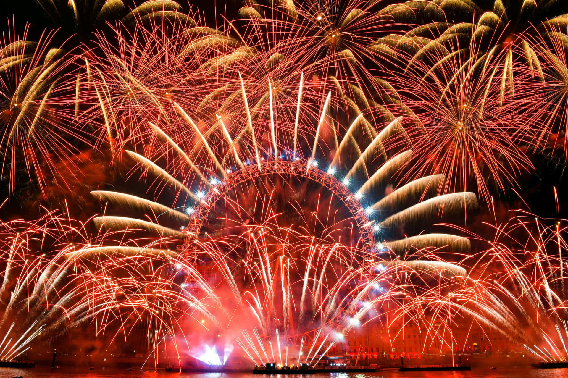 A Large Firework Display Over The London Eye