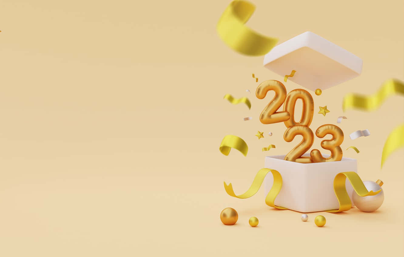 Download A Golden Box With A Number And Confetti | Wallpapers.com