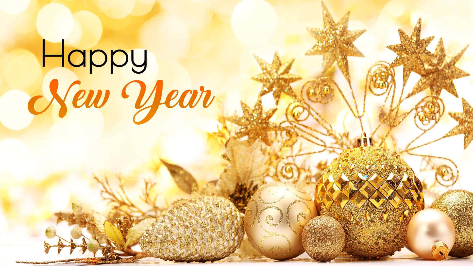 Happy New Year Images With Golden Ornaments