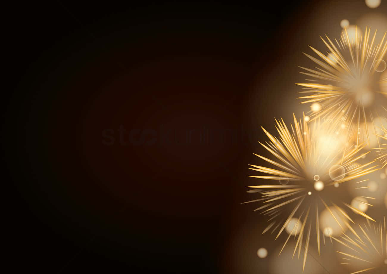 Golden Fireworks On A Black Background