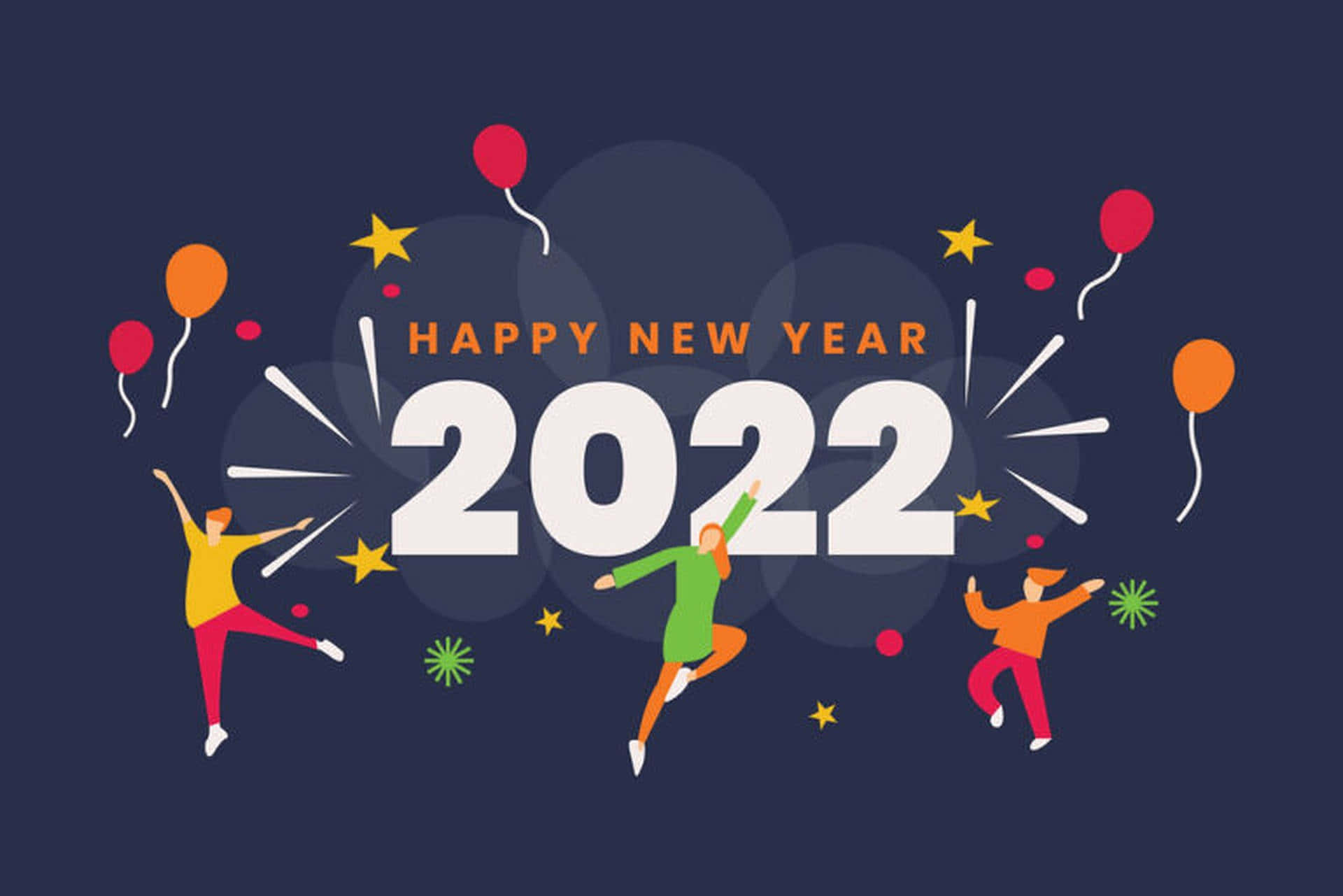 Felizaño Nuevo 2021 Con Personas Saltando Y Globos