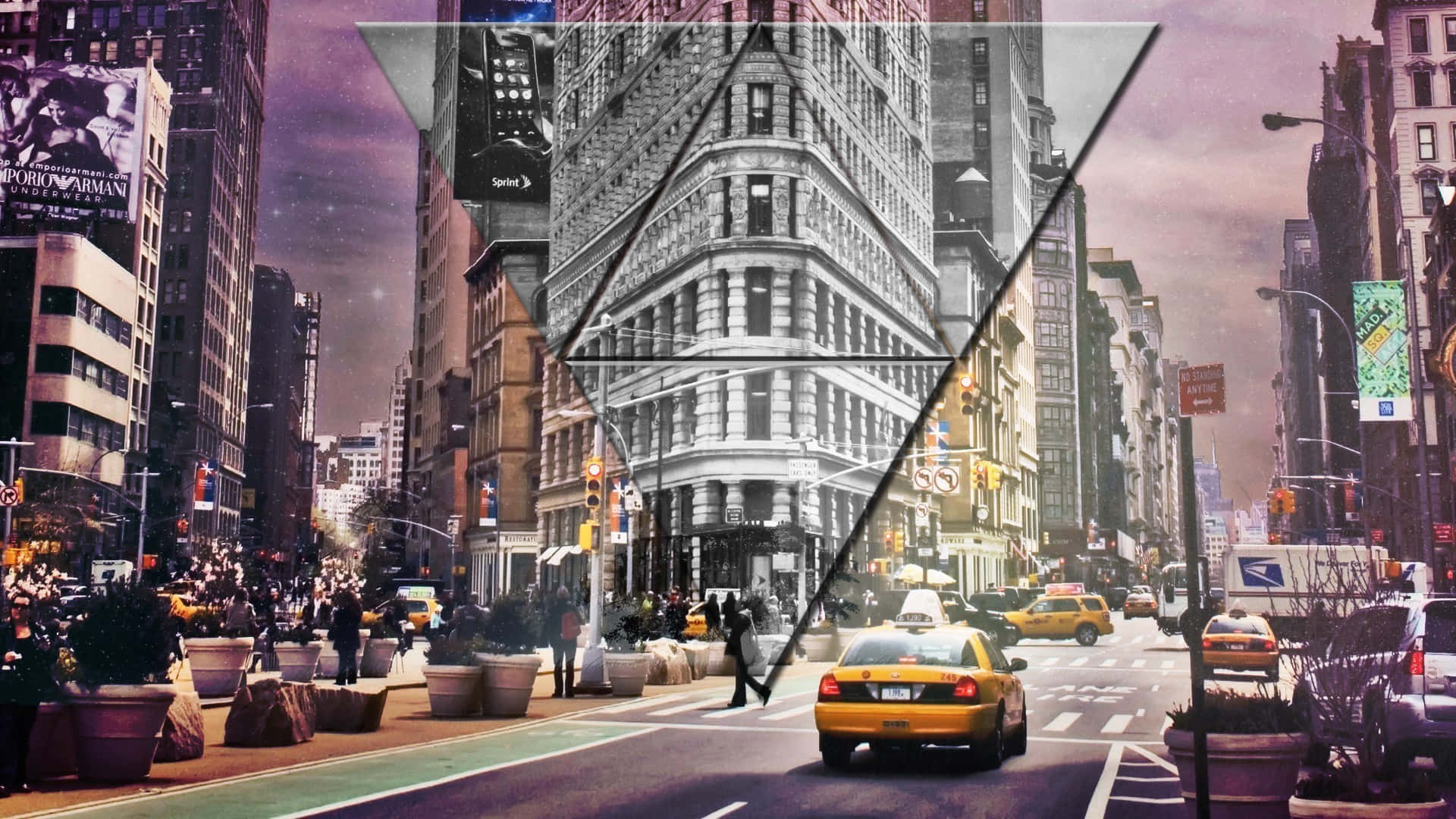 Lucesbrillantes, Reflejos Y Murales Coloridos Convergen En La Ciudad De Nueva York. Fondo de pantalla