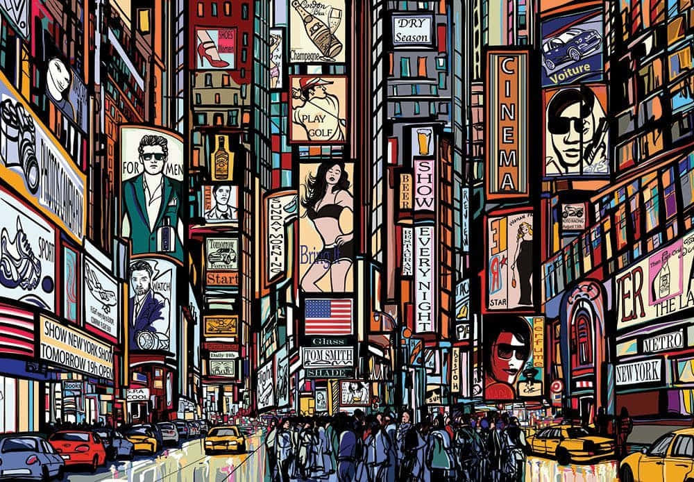 Udforsk den kreative og livlige kultur fra New Yorks kunstscene. Wallpaper