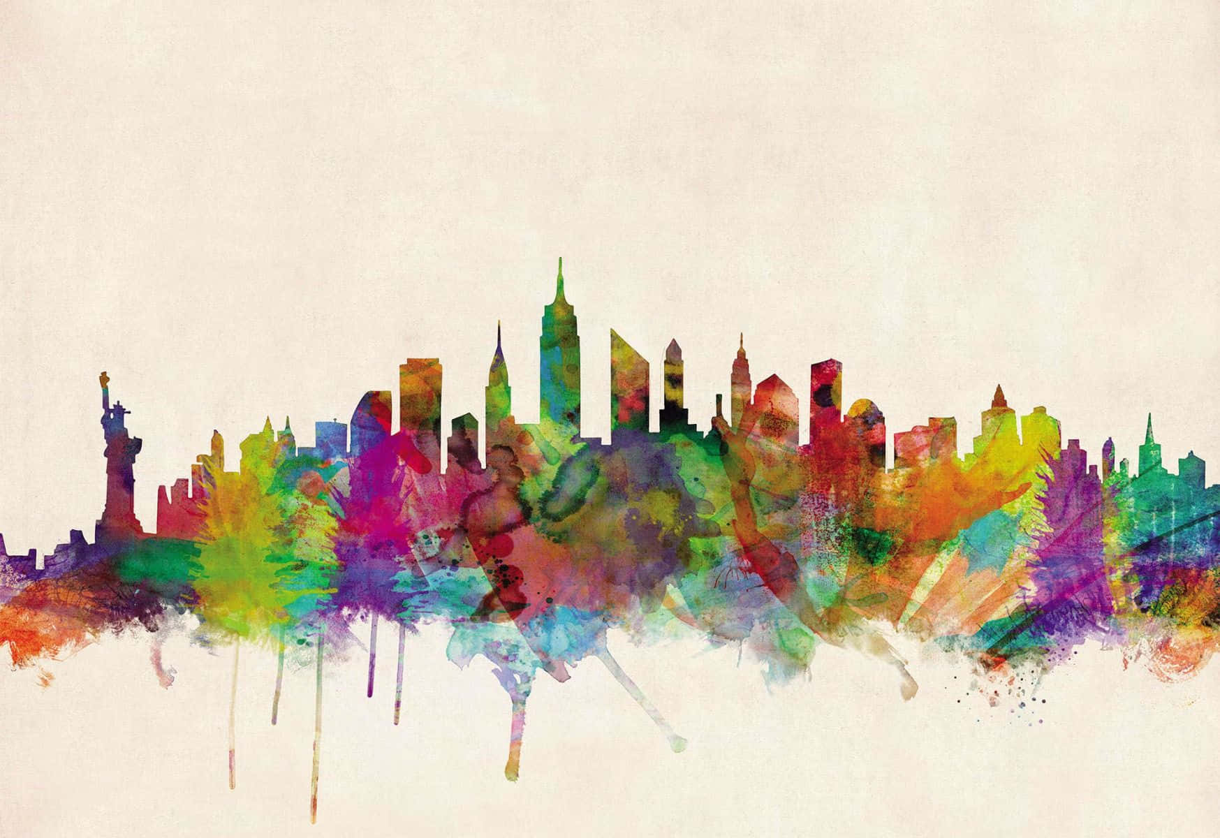 Storslået udsigt over New York City skyline som set gennem kunstnerens øje. Wallpaper