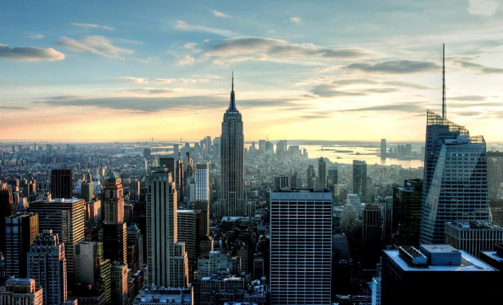 Nydden Livlige Skyline I New York City.