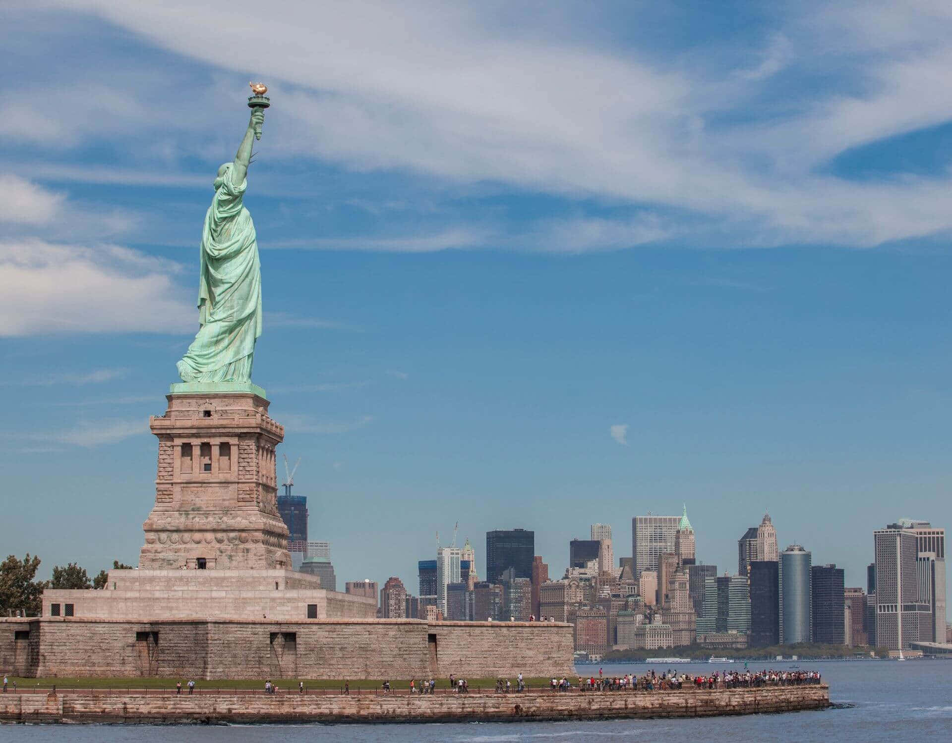 A skyline view of New York City