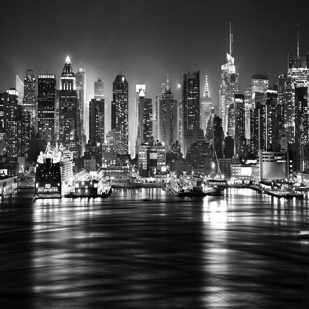 Newyork Luci Della Città In Bianco E Nero. Sfondo