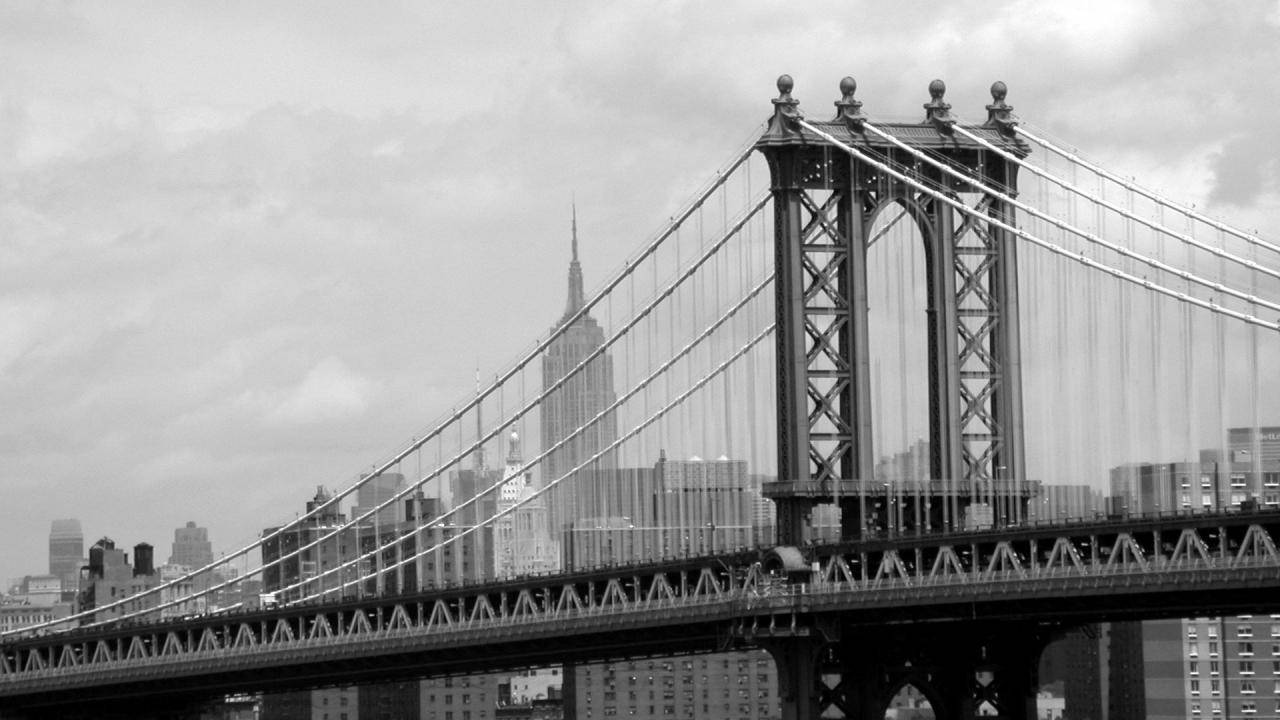 New York Black And White Manhattan Bridge Wallpaper