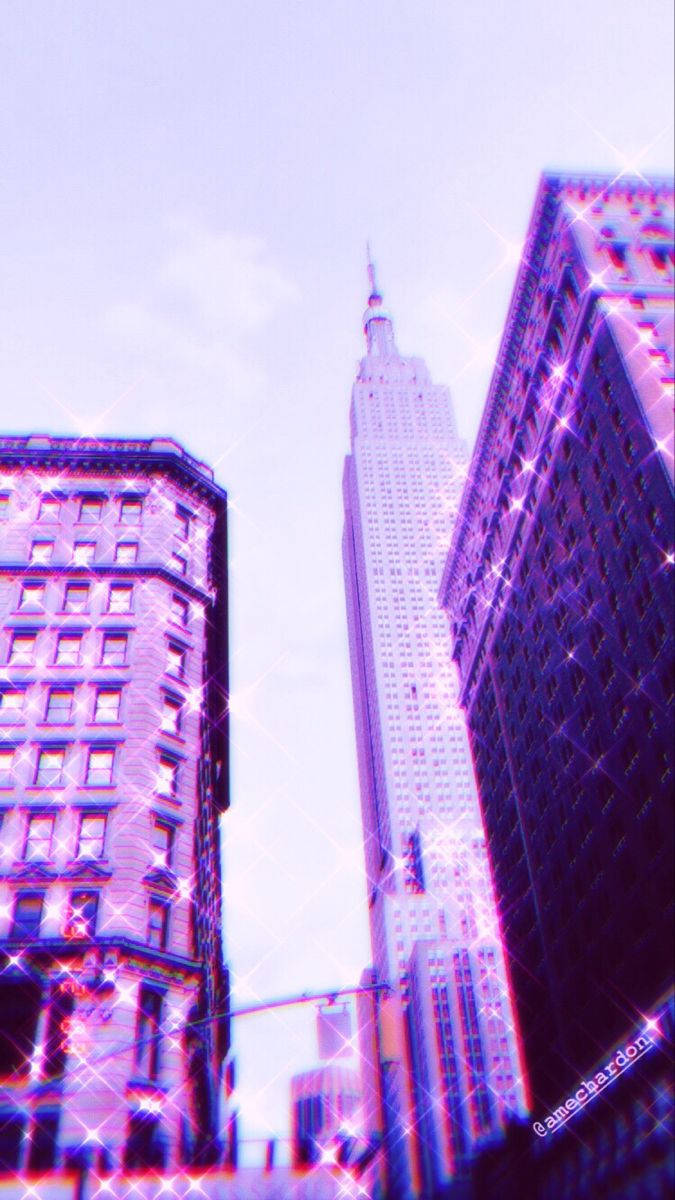 New York Bling Neon Purple Iphone Wallpaper