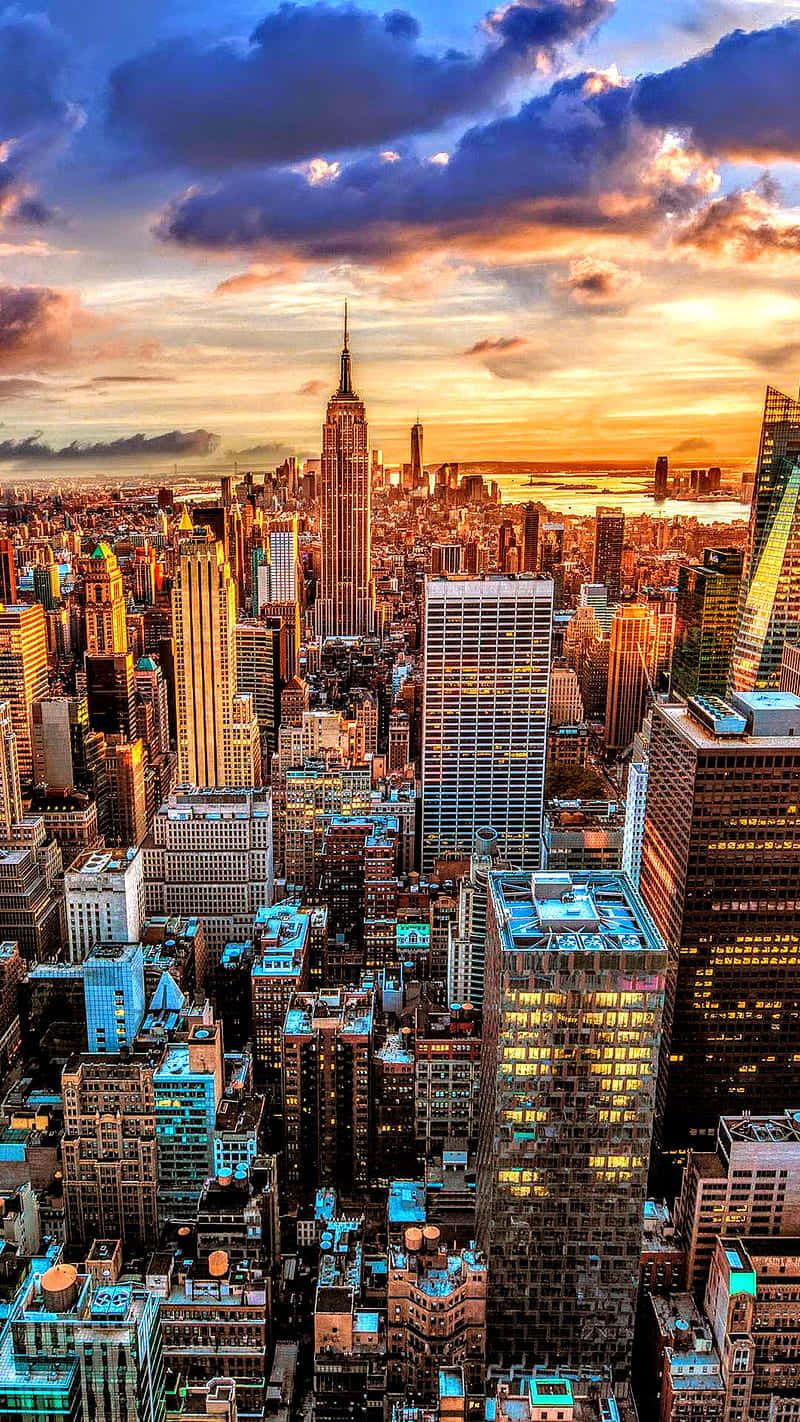 En spektakulær luftfoto af New York City Wallpaper