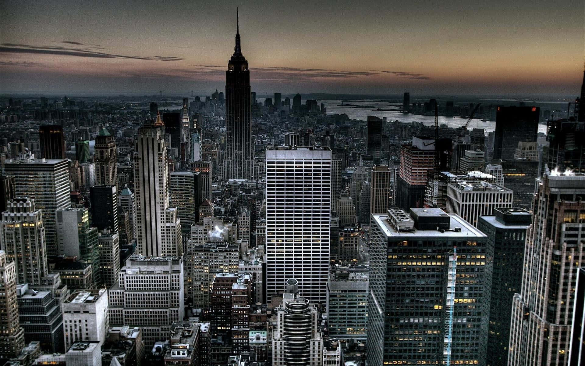 Panoramic view of lower Manhattan skyline, New York City Wallpaper