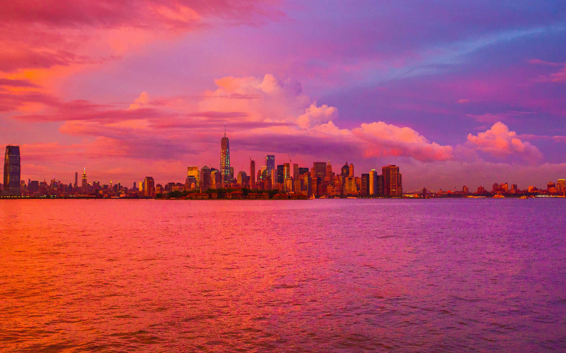 Orange himlen New York City 4K Ultra HD Wallpaper: Wallpaper