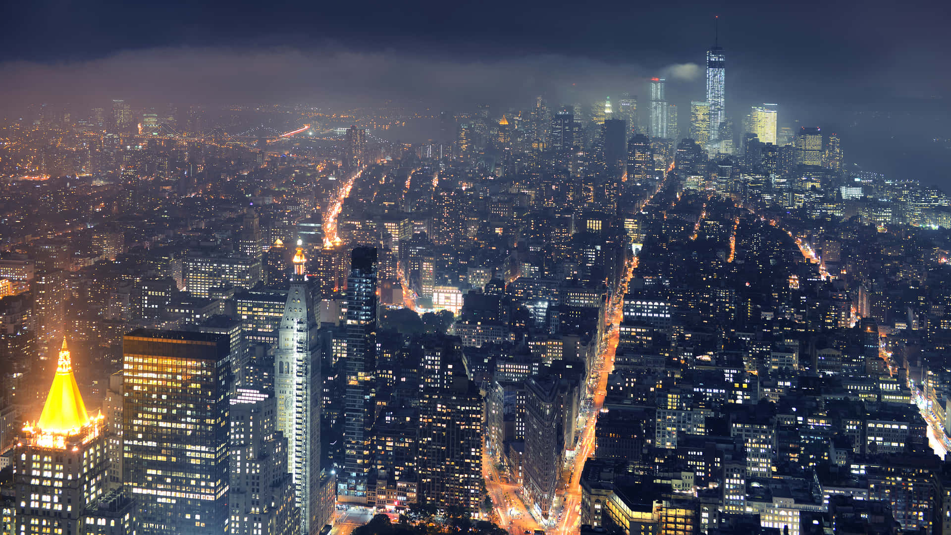 Paesaggiocittadino Notturno Di New York City In Ultra Hd 4k Sfondo