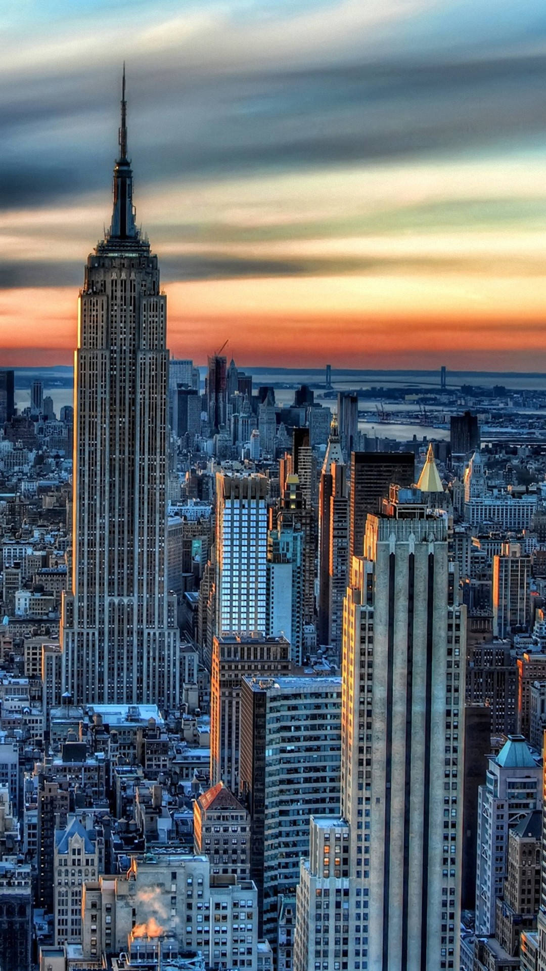 Newyork City Vid Skymning Iphone X. Wallpaper