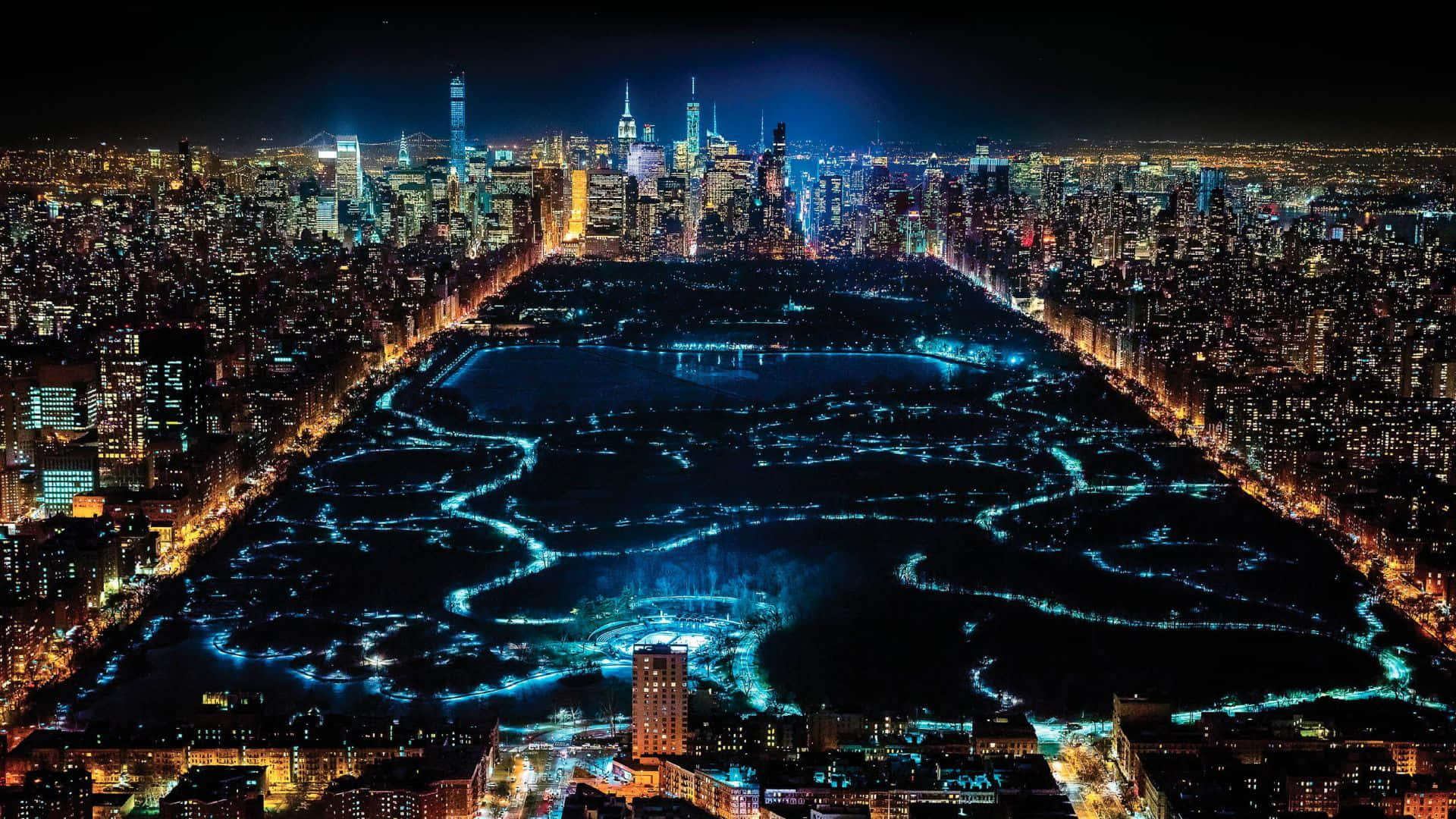 Centralpark I New York City På Kvällen Bild.