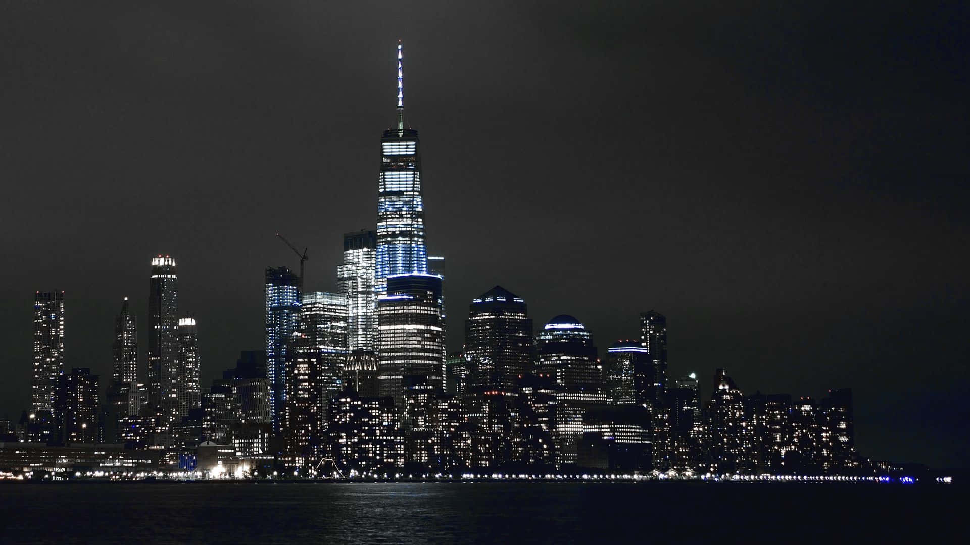 Sort og hvid New York City om natten billede