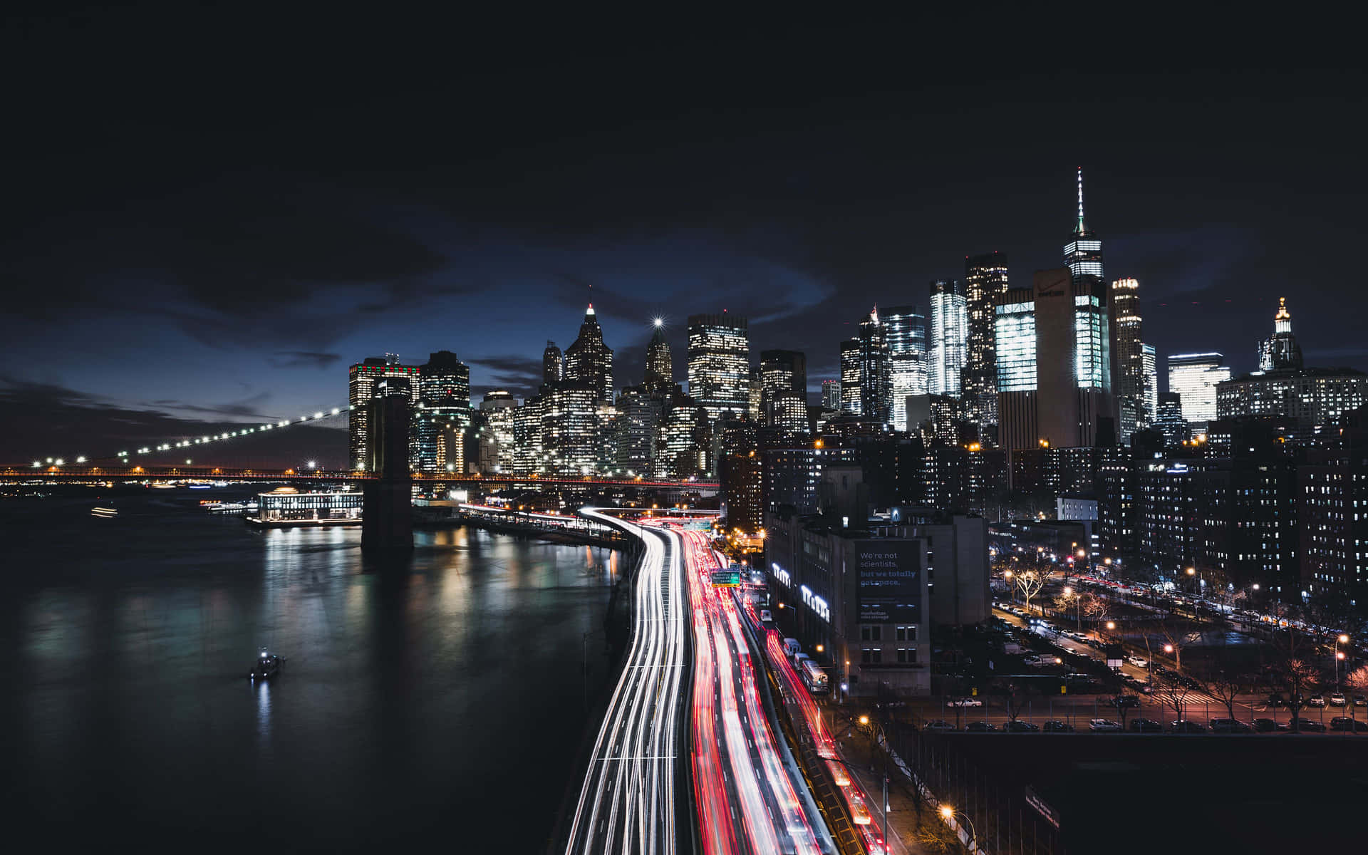 Nyt York City om natten Lang Exposure Billede