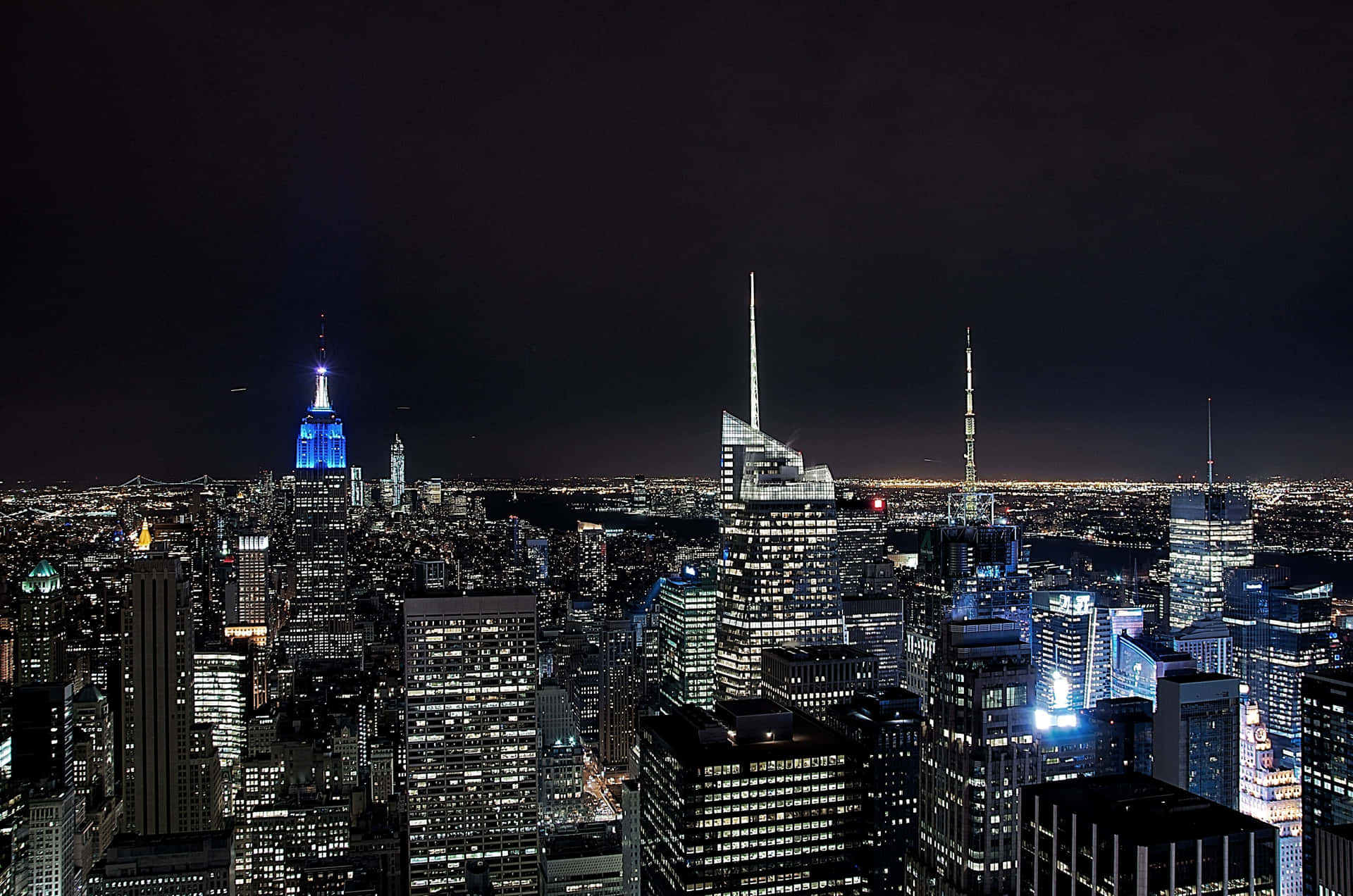 Imagende Vista Aérea De La Ciudad De Nueva York De Noche