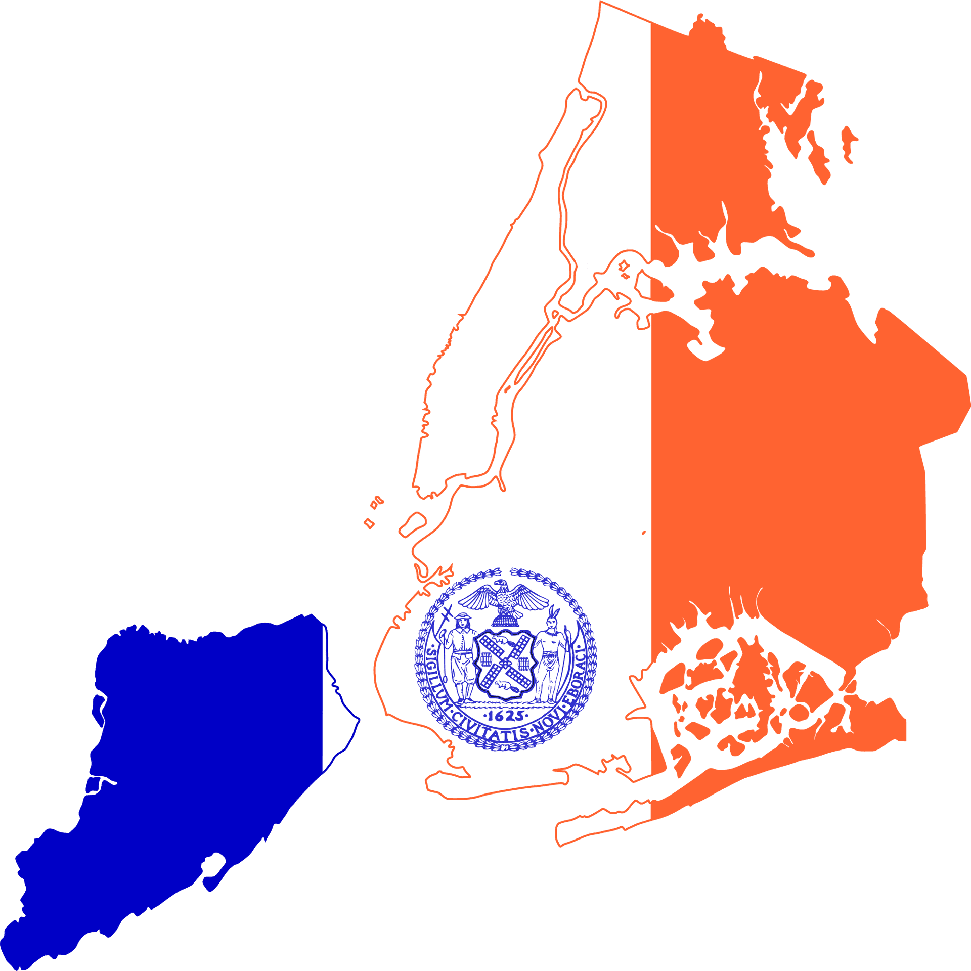 New York City Boroughs Map PNG