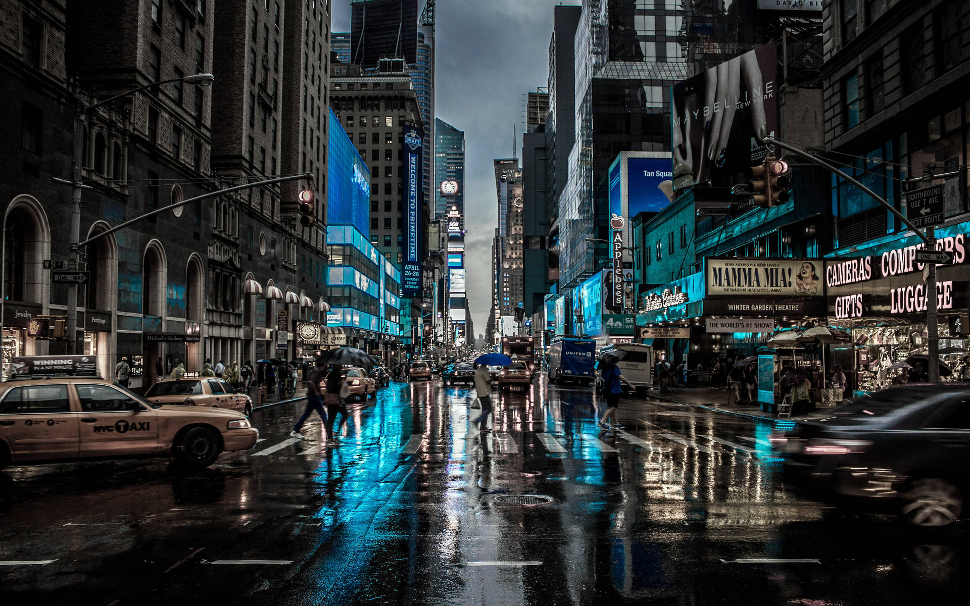 New York City Desktop Wet Roads Wallpaper