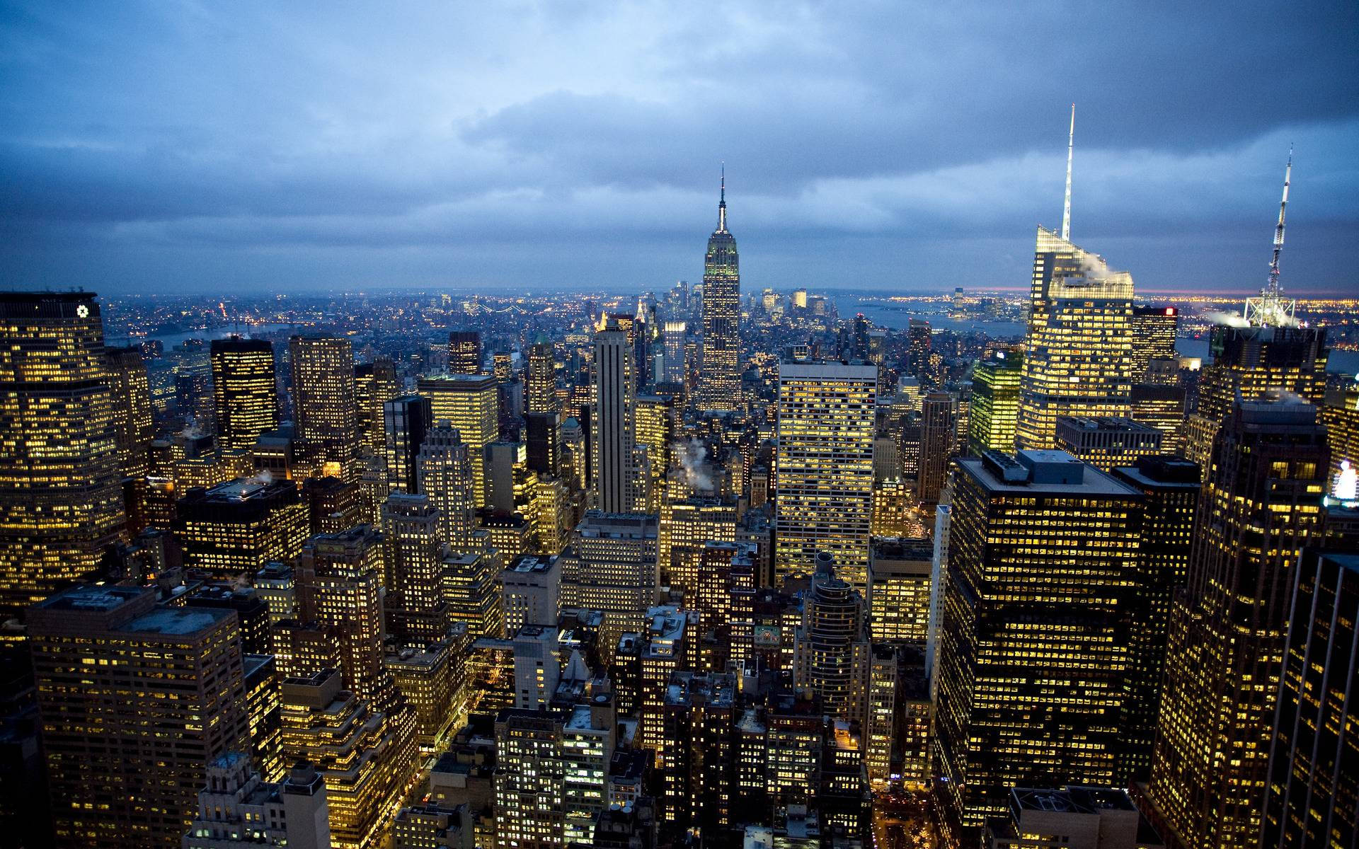 Smuk luftoptagelse af New York City fra luften. Wallpaper