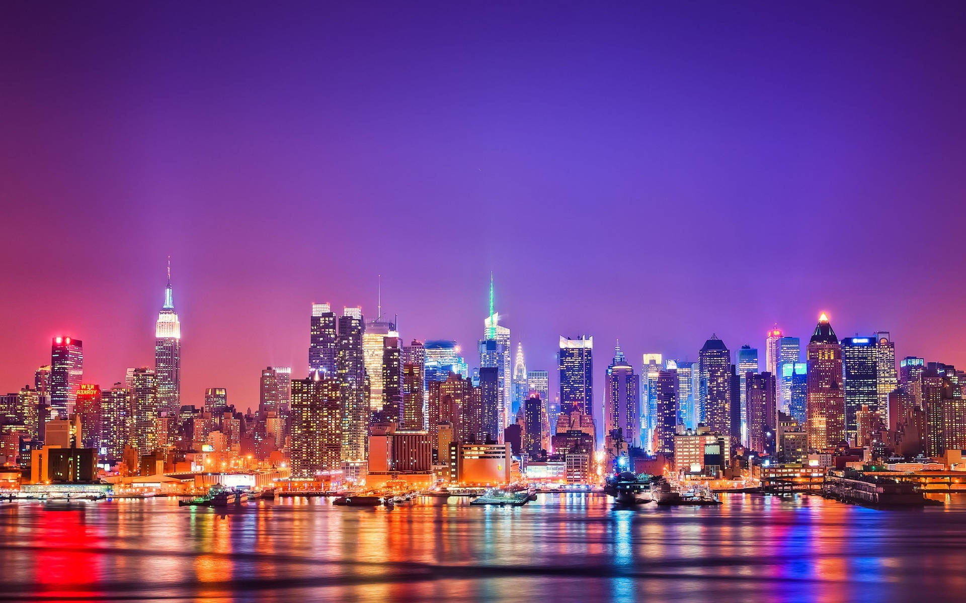 Newyork City Skyline Bei Nacht. Wallpaper