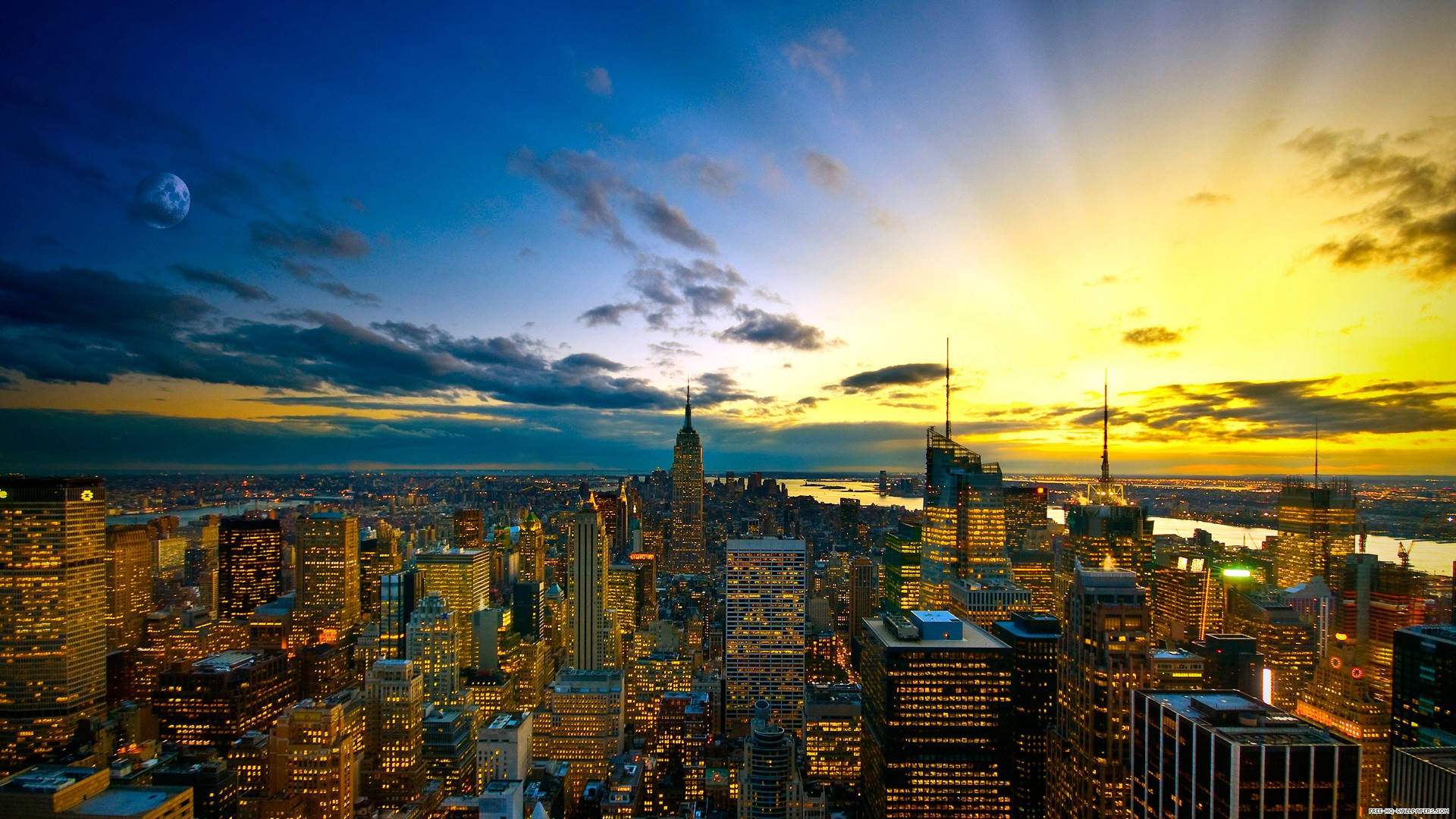 New York City Desktop Bright Sky Wallpaper