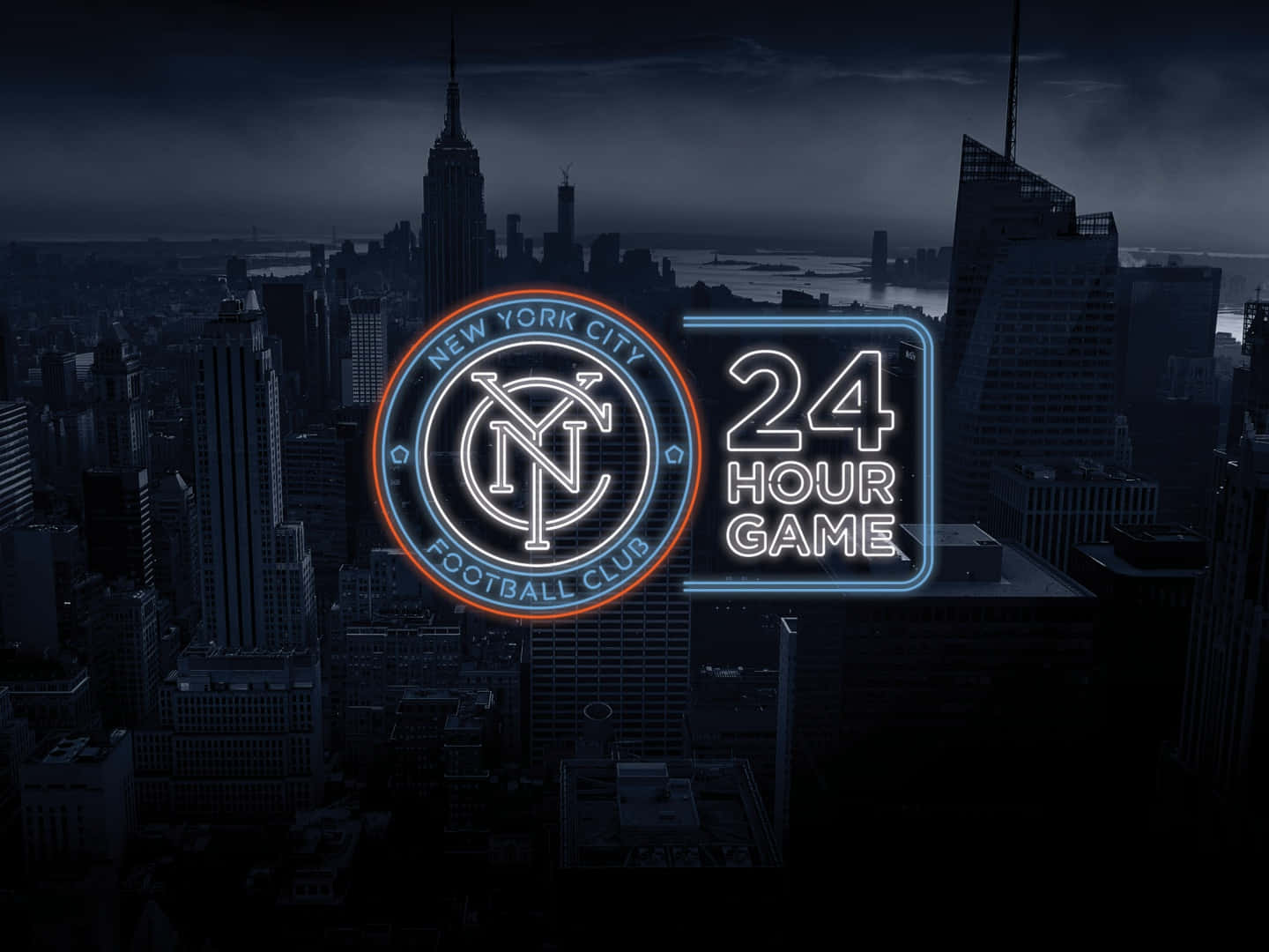 Logotipodel New York City Fc En Estética De Luz De Neón. Fondo de pantalla
