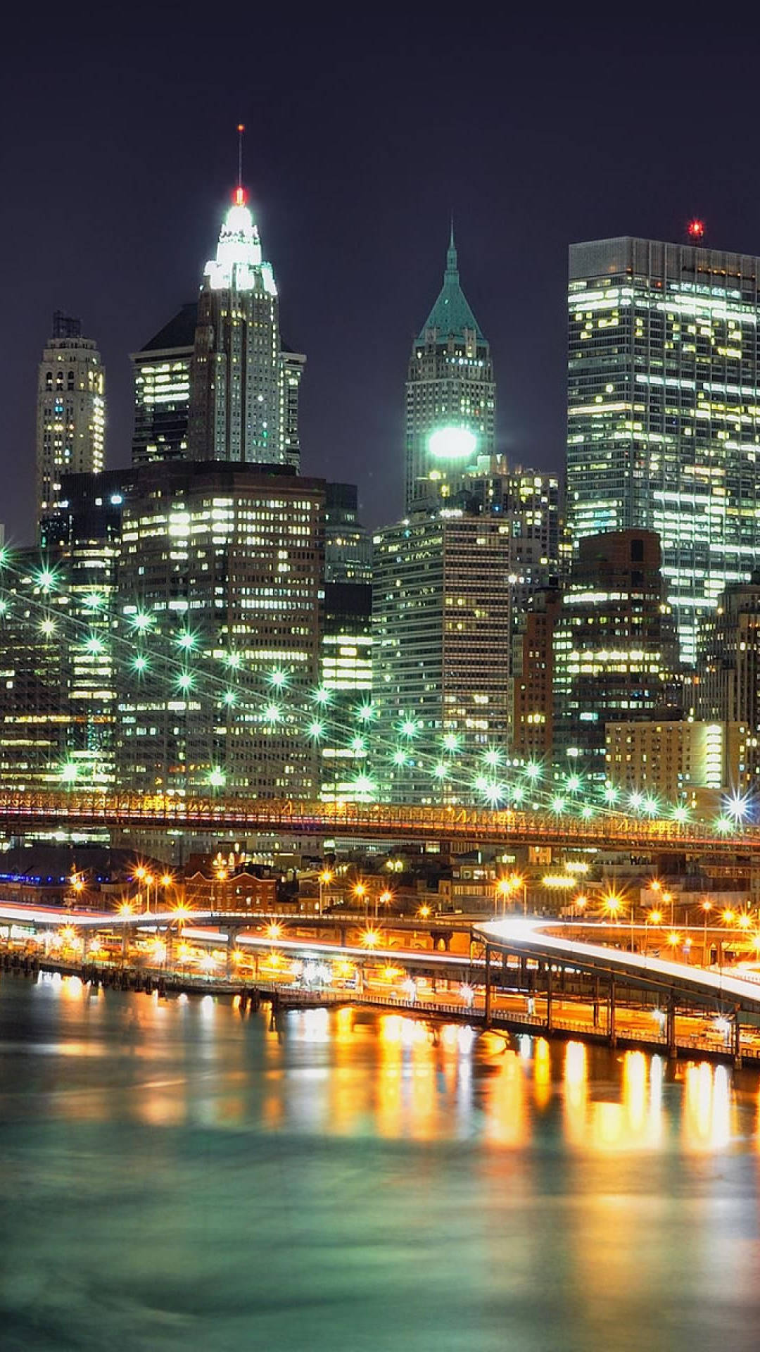 New York City iPhone X Bridge Lights Wallpaper