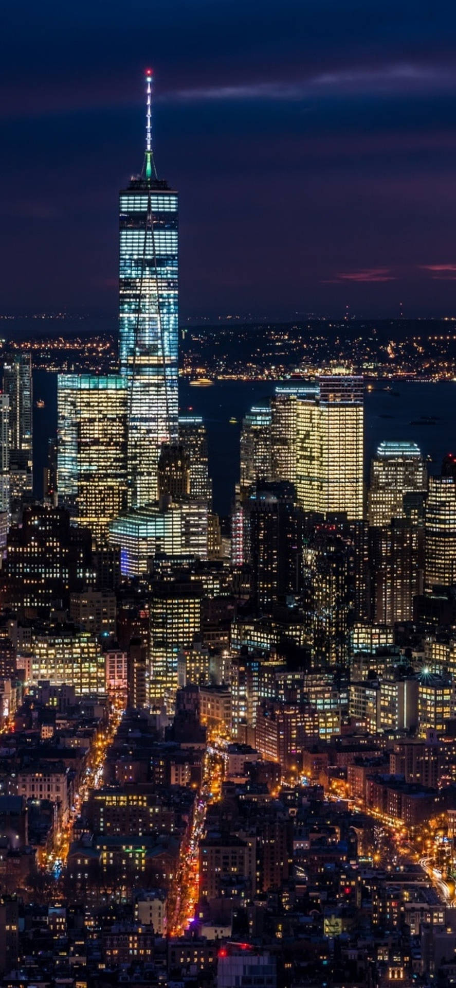 Nattbildpå New York City För Iphone X. Wallpaper