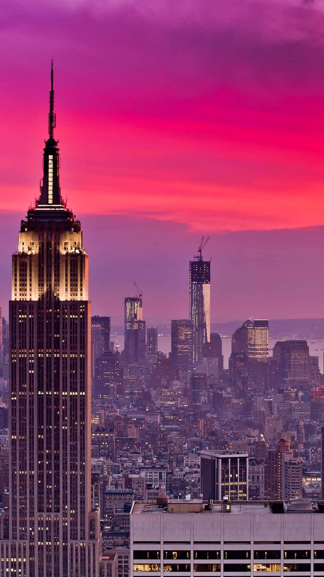 New York City iPhone X Pink Dusk Wallpaper